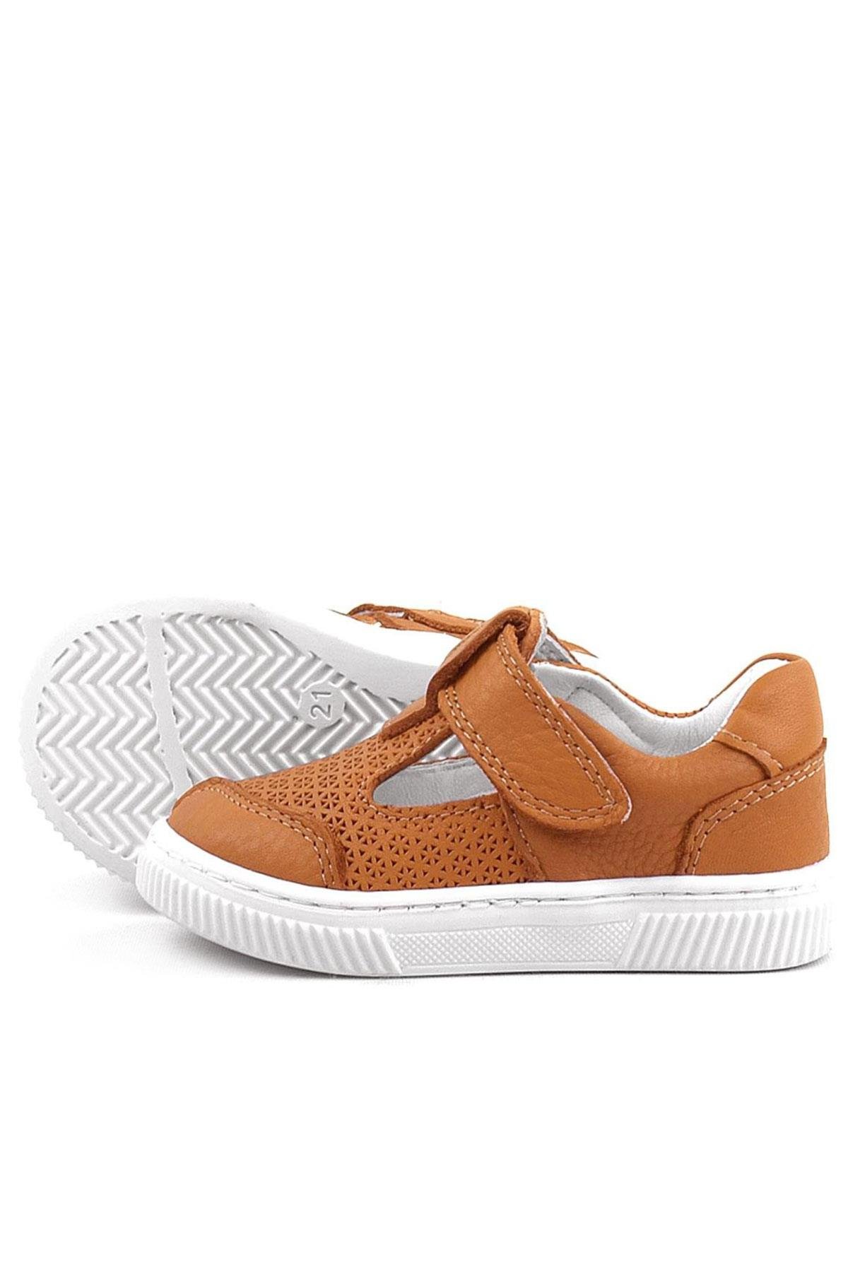 Bheem Hakiki Deri Turuncu Cırtlı Bebek Sneaker Sandalet - Görsel 7