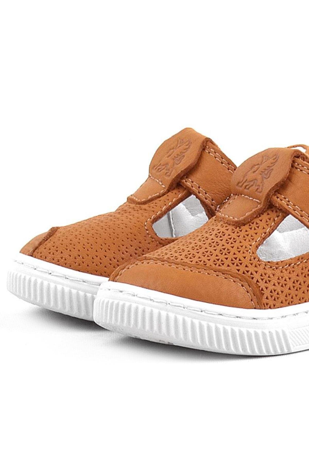 Bheem Hakiki Deri Turuncu Cırtlı Bebek Sneaker Sandalet - Görsel 8