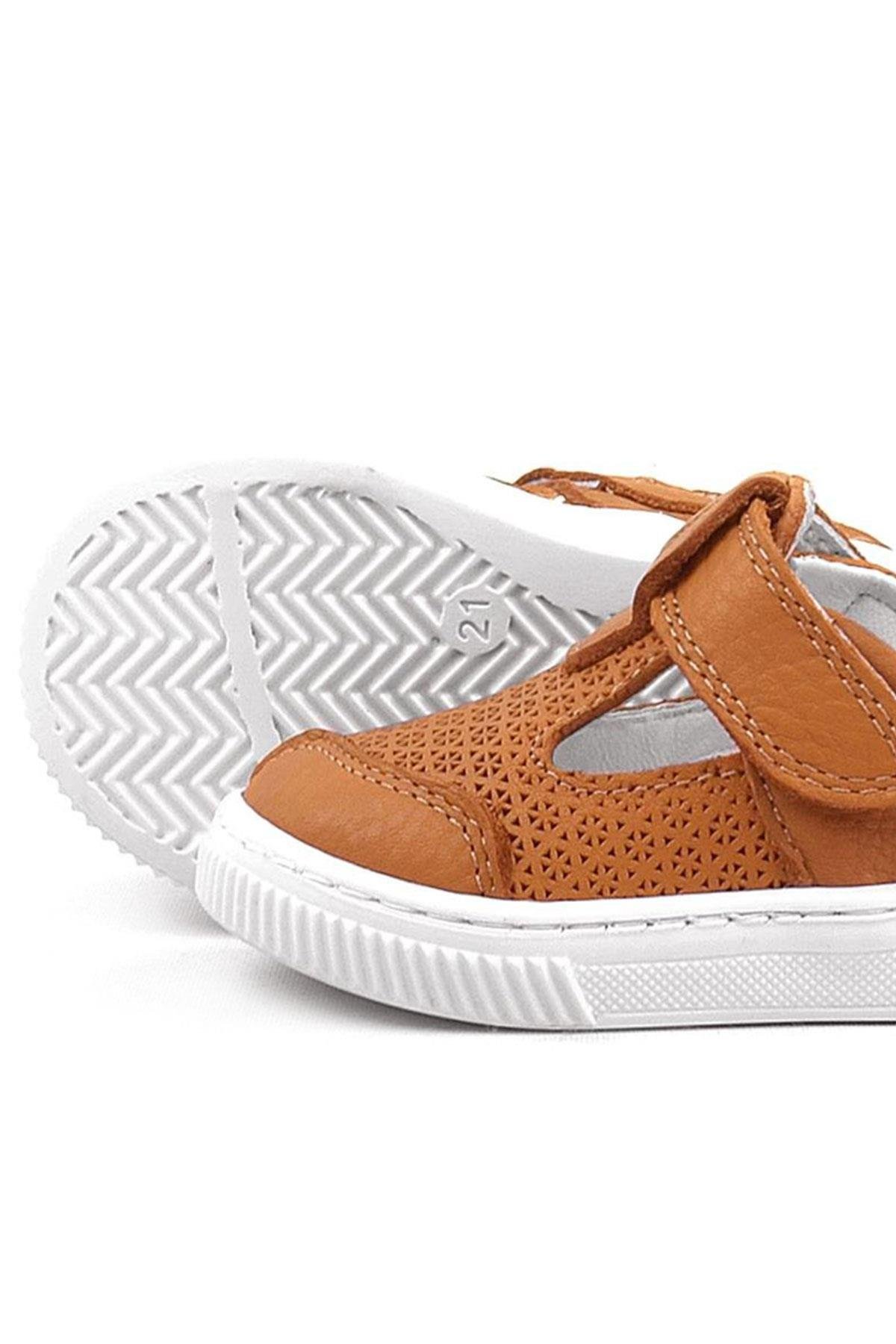 Bheem Hakiki Deri Turuncu Cırtlı Bebek Sneaker Sandalet - Görsel 9