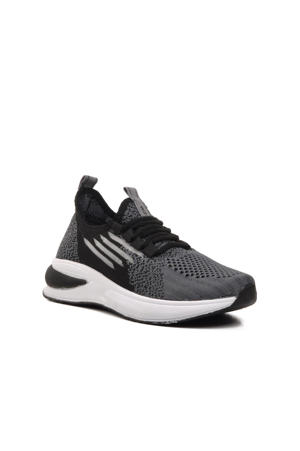 Ravello-F Siyah-Beyaz-Füme Süs Bağcıklı Fileli Çocuk Spor Ayakkabı - Görsel 2