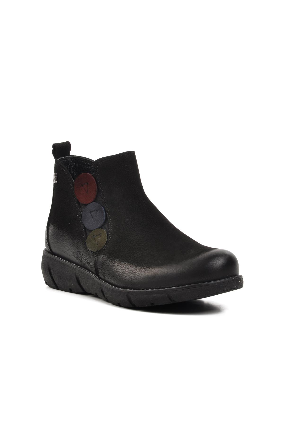 1953755K Siyah Nubuk Hakiki Deri Kadın Bot - Görsel 2