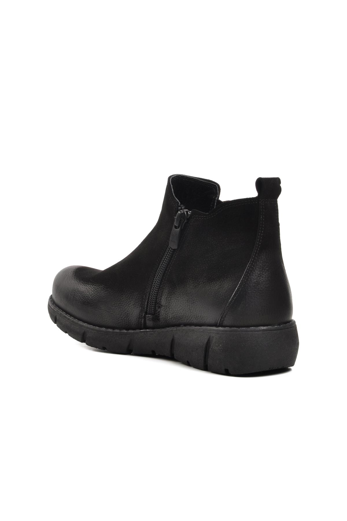 1953755K Siyah Nubuk Hakiki Deri Kadın Bot - Görsel 5