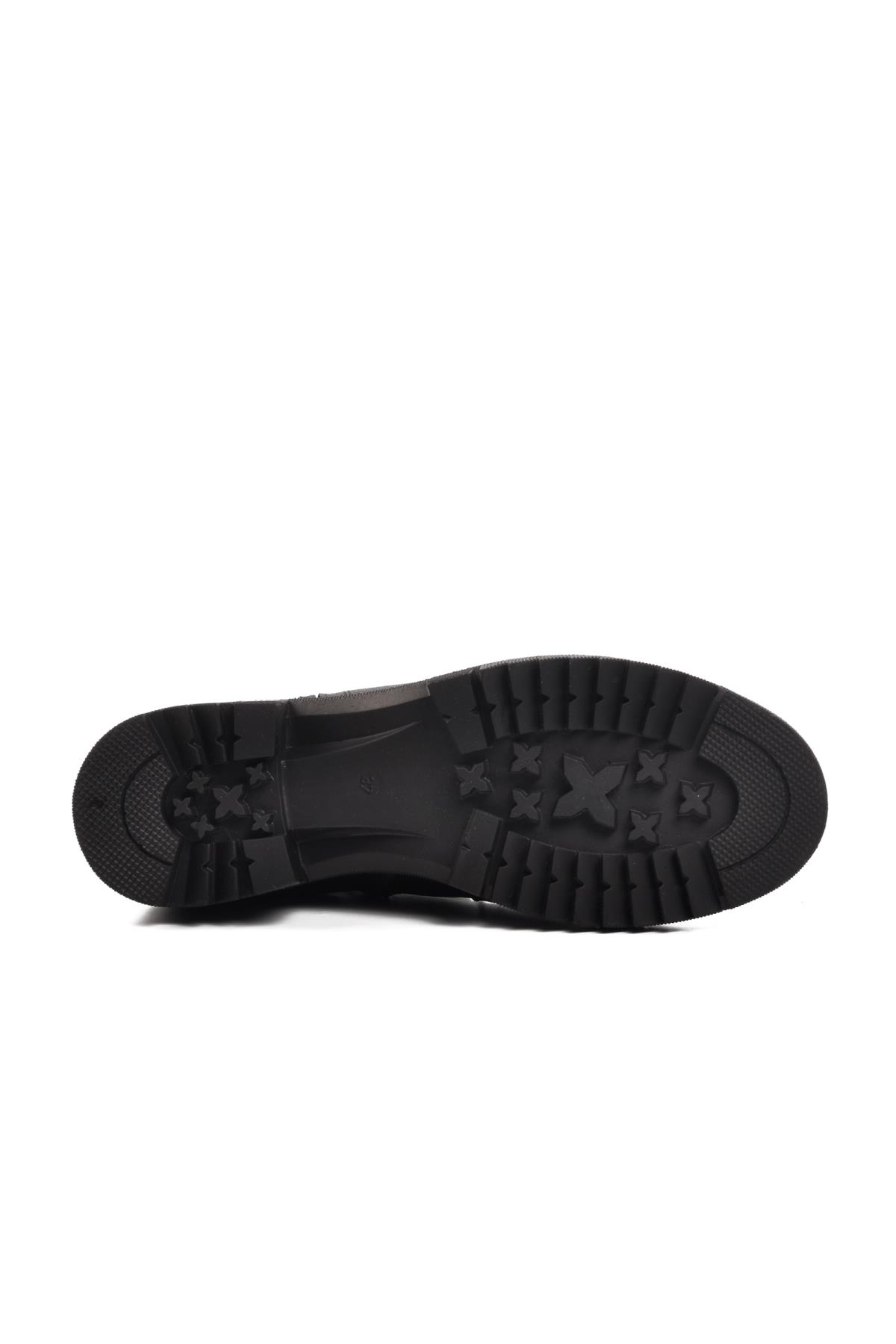 1950807K İçi Polarlı Hakiki Deri Siyah Kadın Bot - Görsel 8