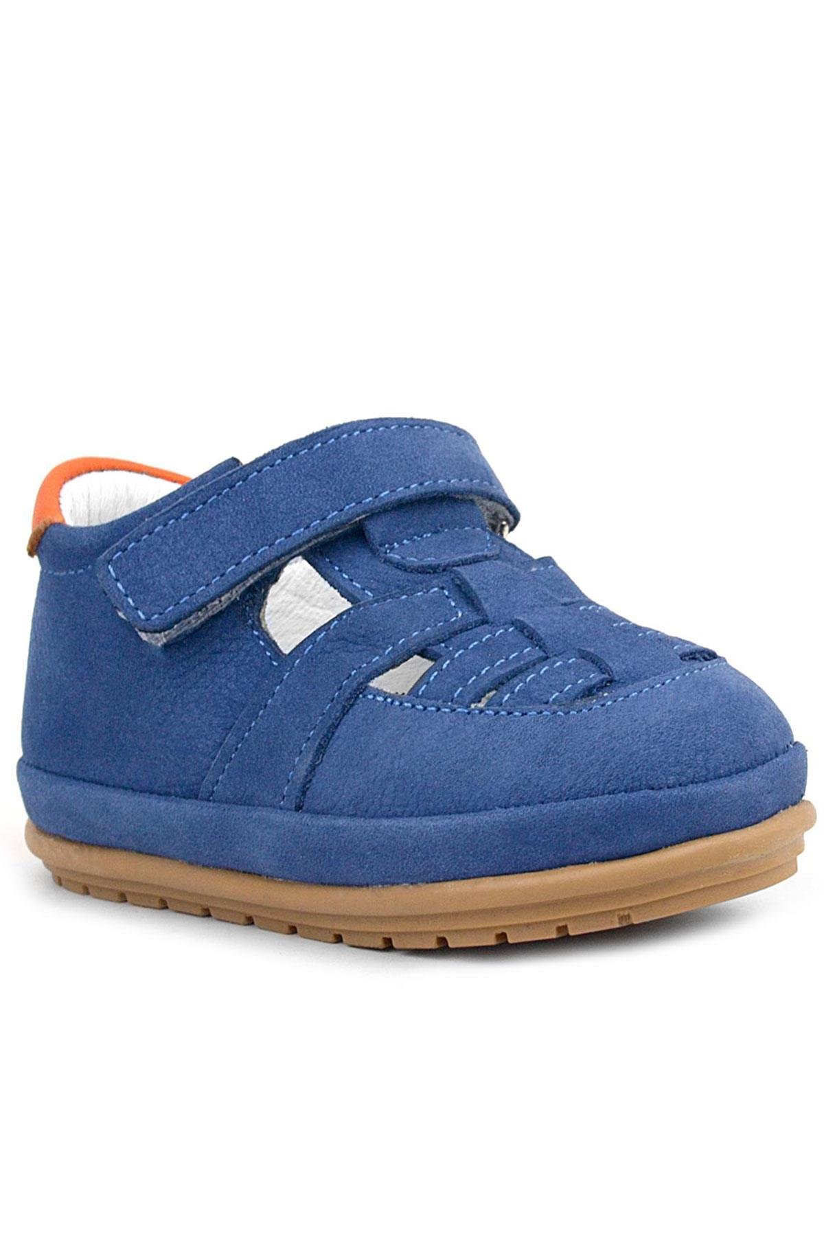 Muppet Hakiki Deri Lacivert Cırtlı Anatomik Bebek Sandalet Ayakkabı - Görsel 2