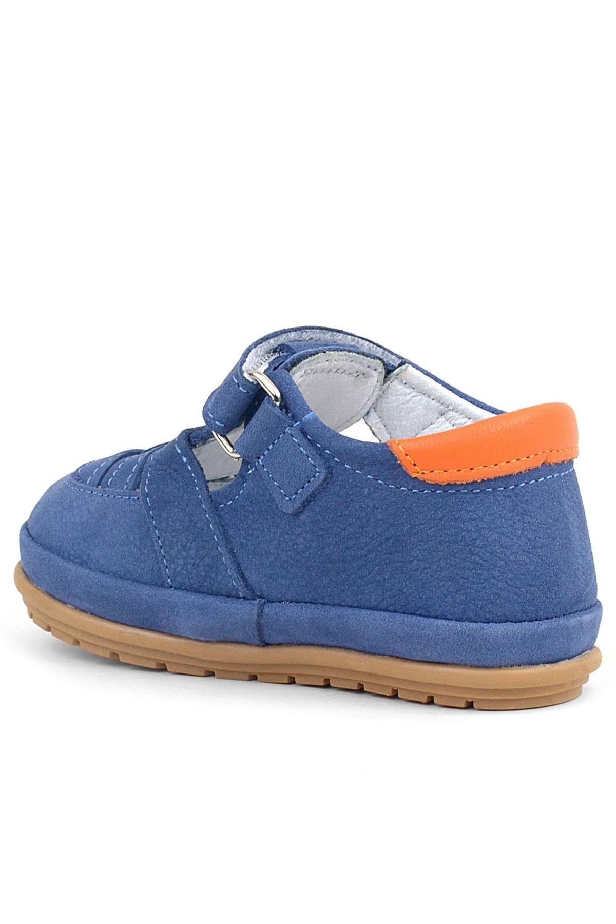 Muppet Hakiki Deri Lacivert Cırtlı Anatomik Bebek Sandalet Ayakkabı - Görsel 4