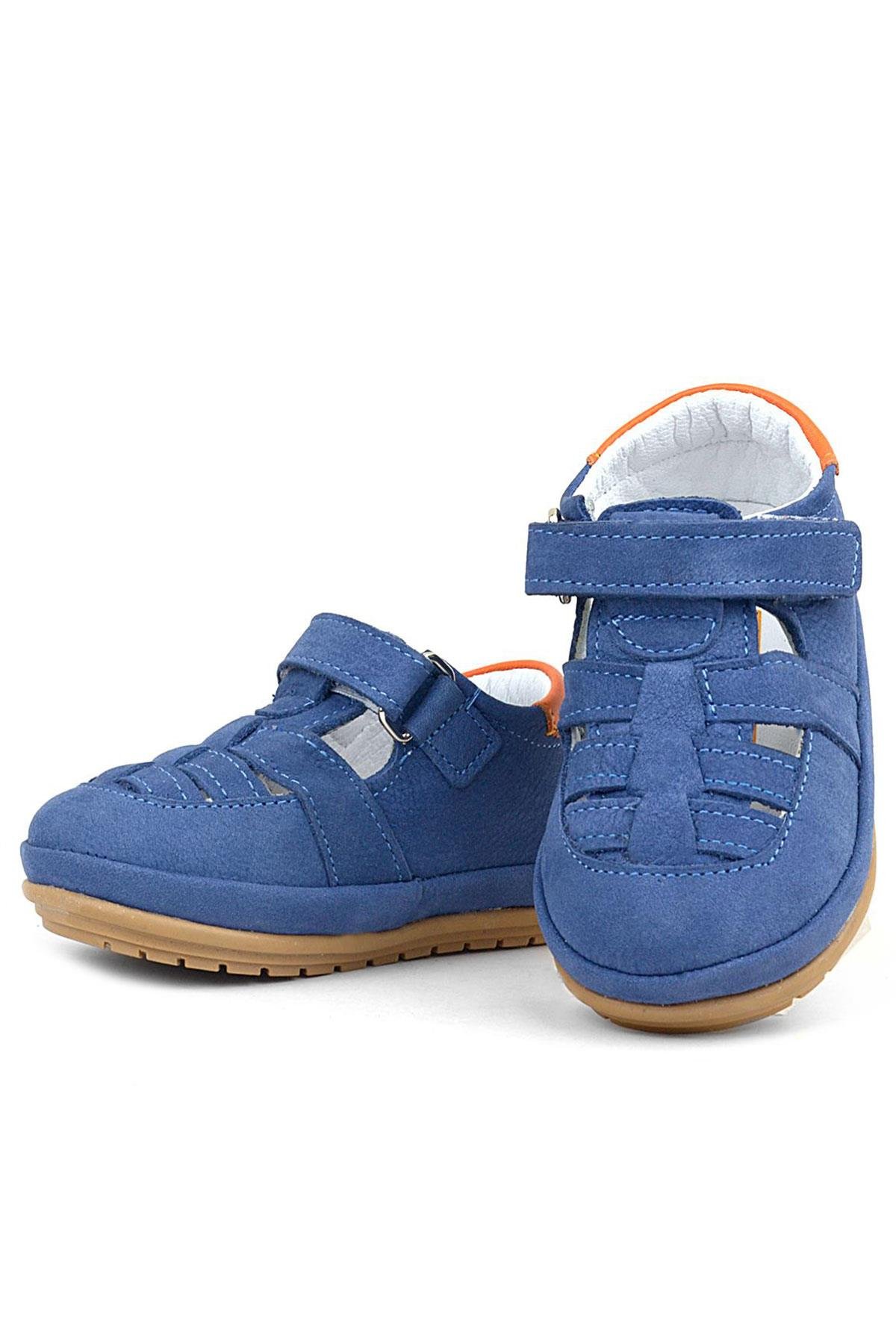 Muppet Hakiki Deri Lacivert Cırtlı Anatomik Bebek Sandalet Ayakkabı - Görsel 7