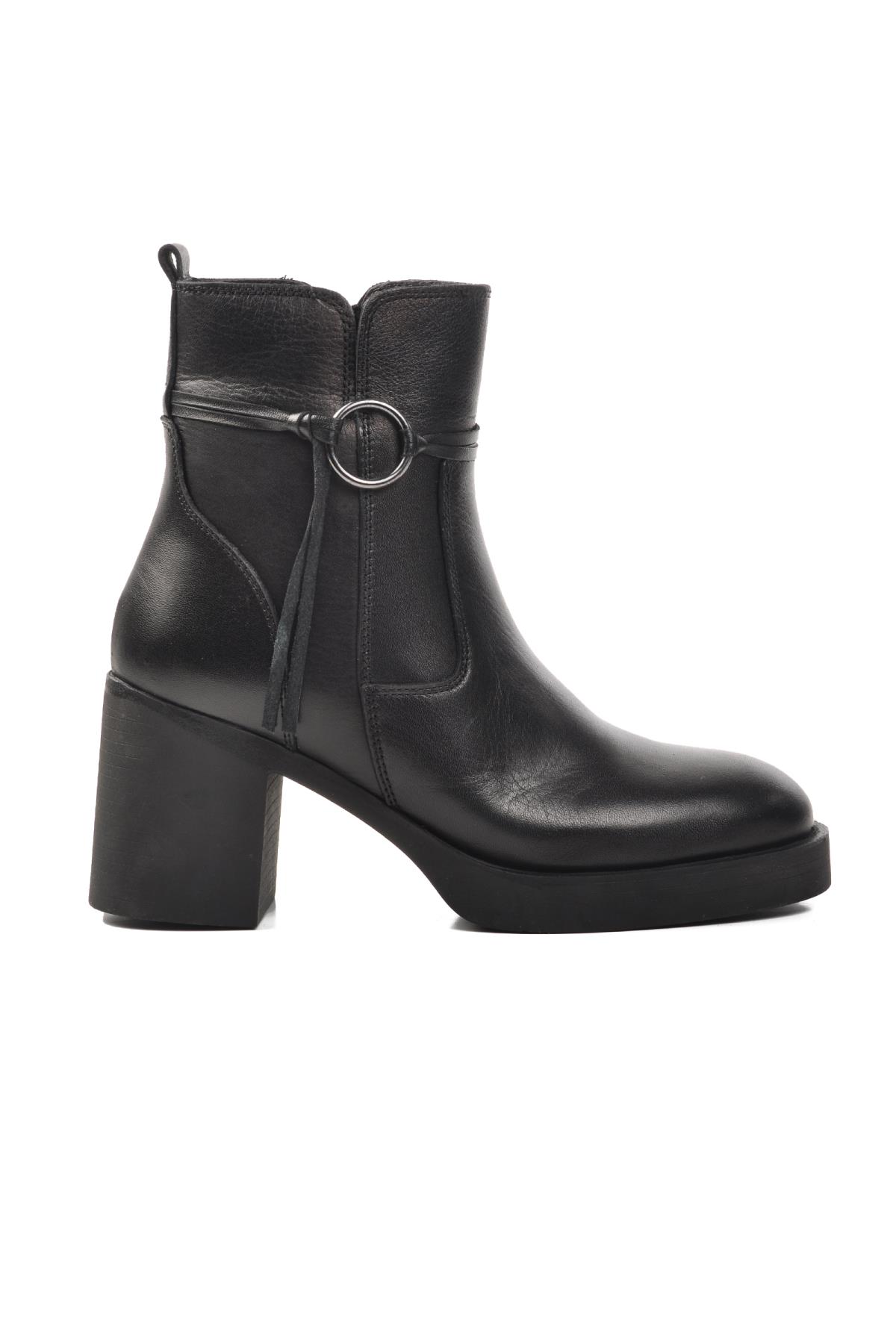 9895 Siyah İçi Polarlı Hakiki Deri Kadın Bot - Görsel 3