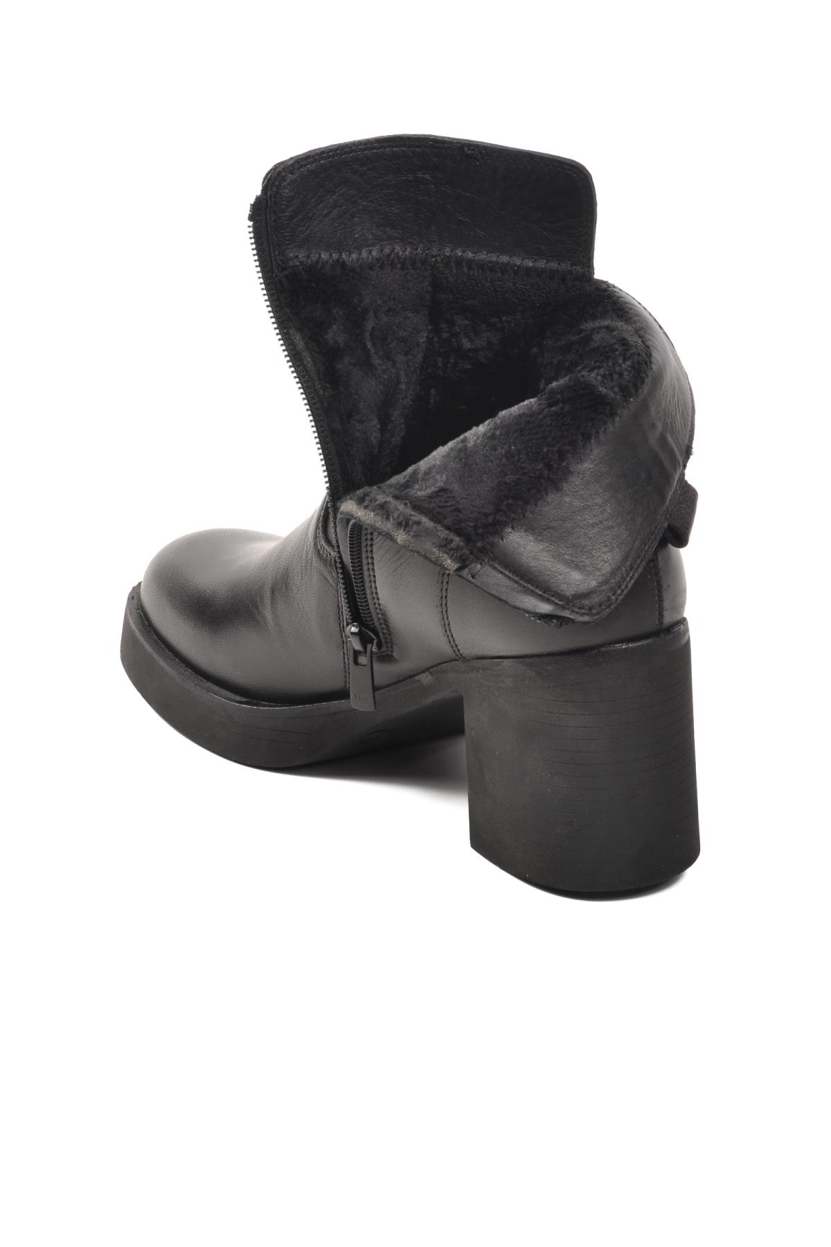 9895 Siyah İçi Polarlı Hakiki Deri Kadın Bot - Görsel 5