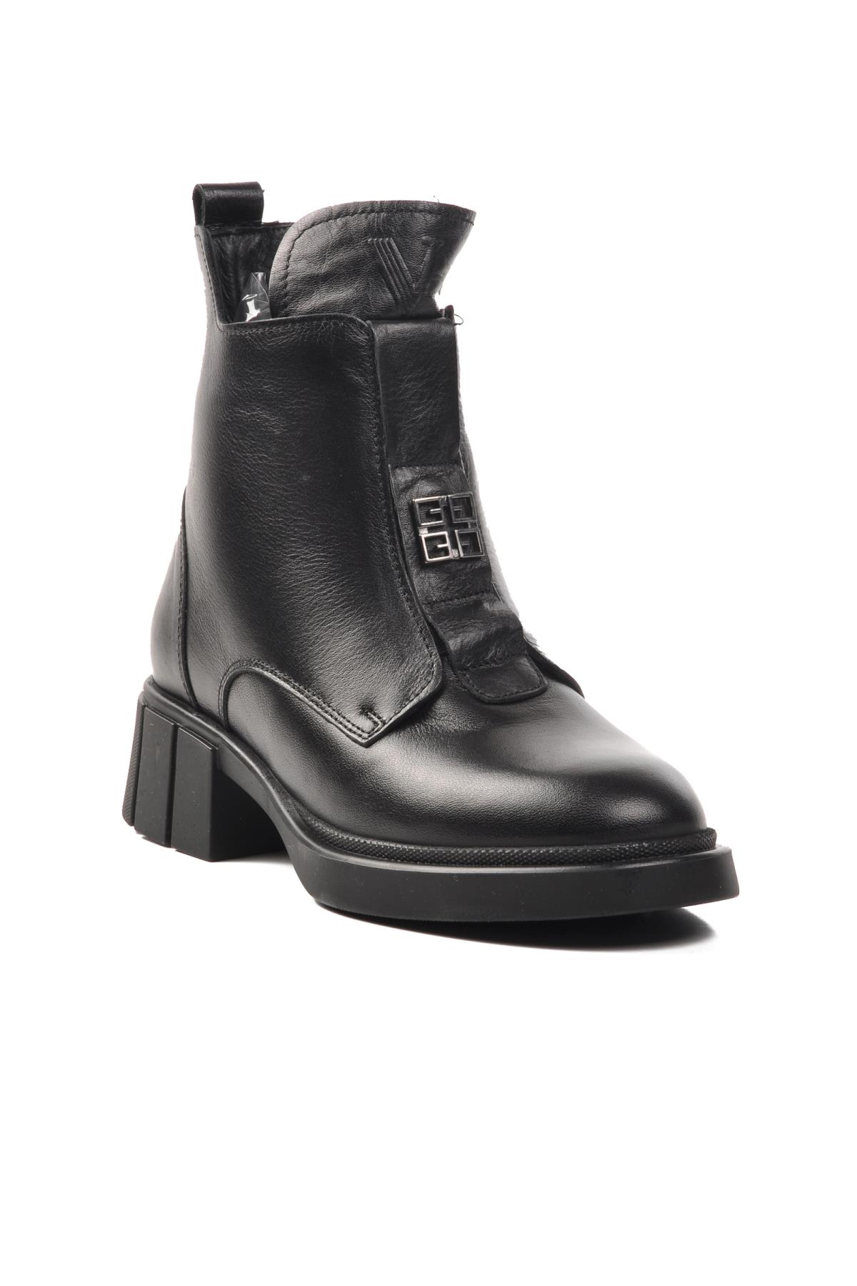 9906 Siyah İçi Polarlı Hakiki Deri Kadın Bot - Görsel 2