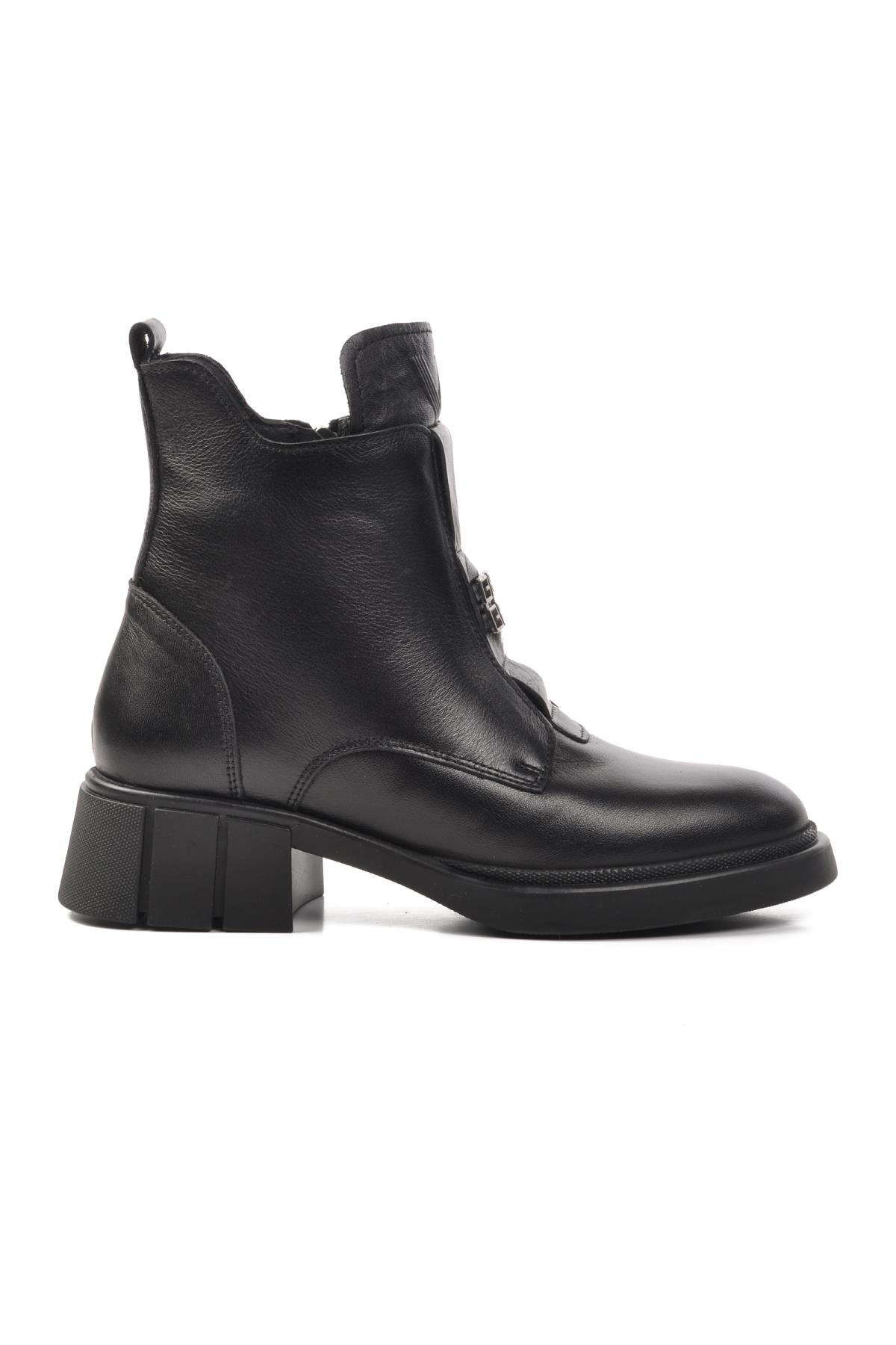 9906 Siyah İçi Polarlı Hakiki Deri Kadın Bot - Görsel 3