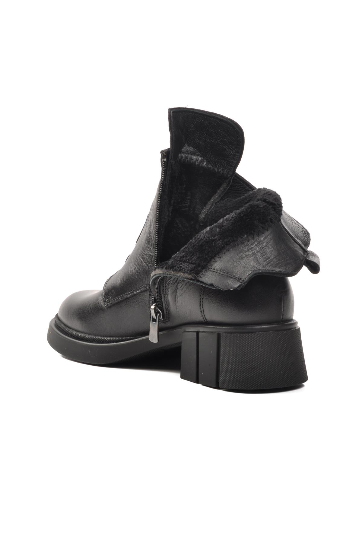 9906 Siyah İçi Polarlı Hakiki Deri Kadın Bot - Görsel 5