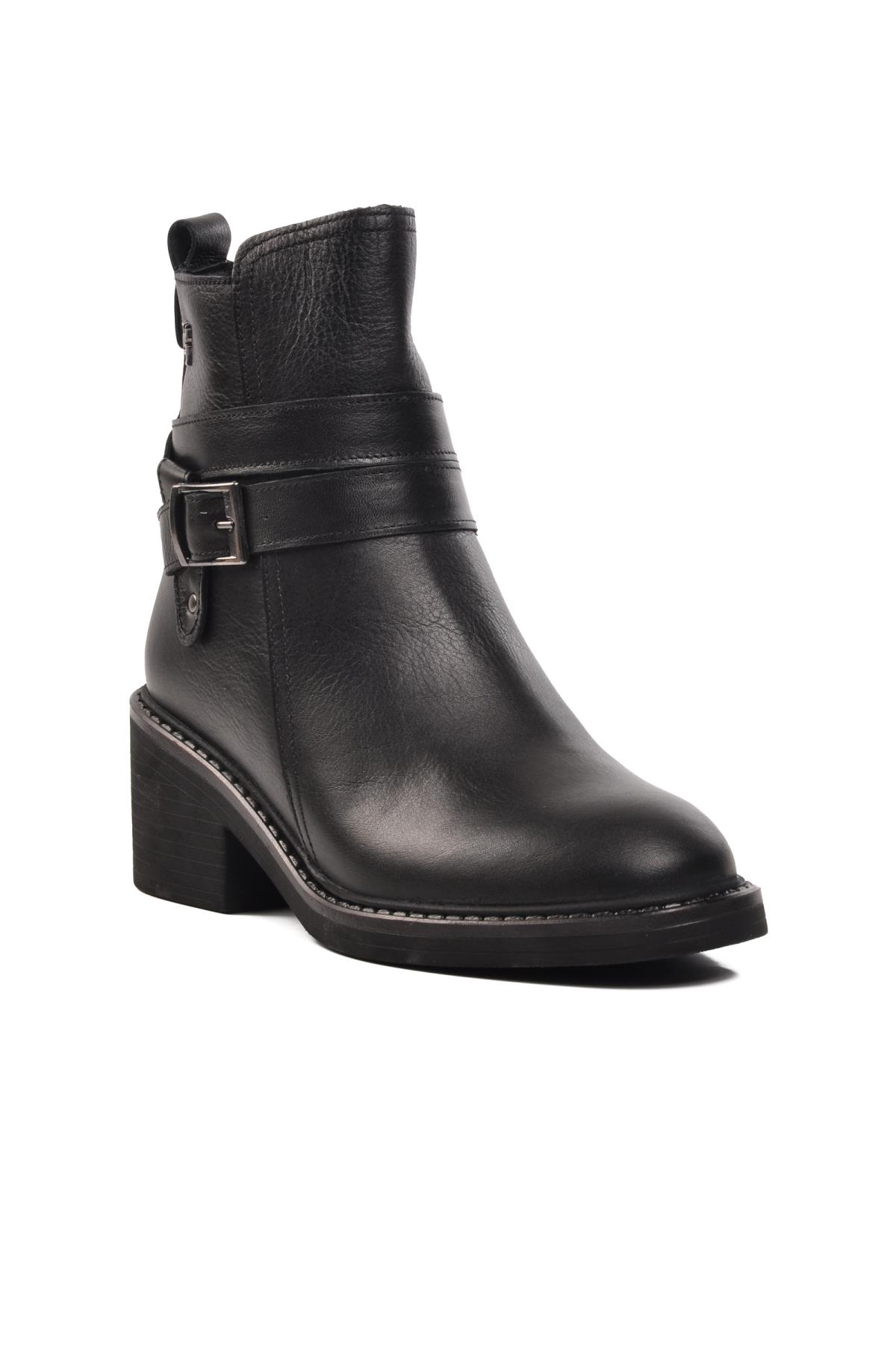 9874 Siyah İçi Kürklü Hakiki Deri Kadın Bot - Görsel 2