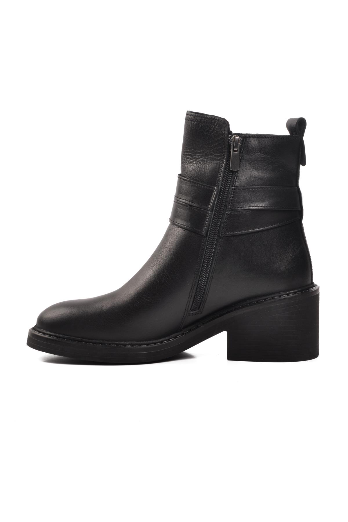 9874 Siyah İçi Kürklü Hakiki Deri Kadın Bot - Görsel 4