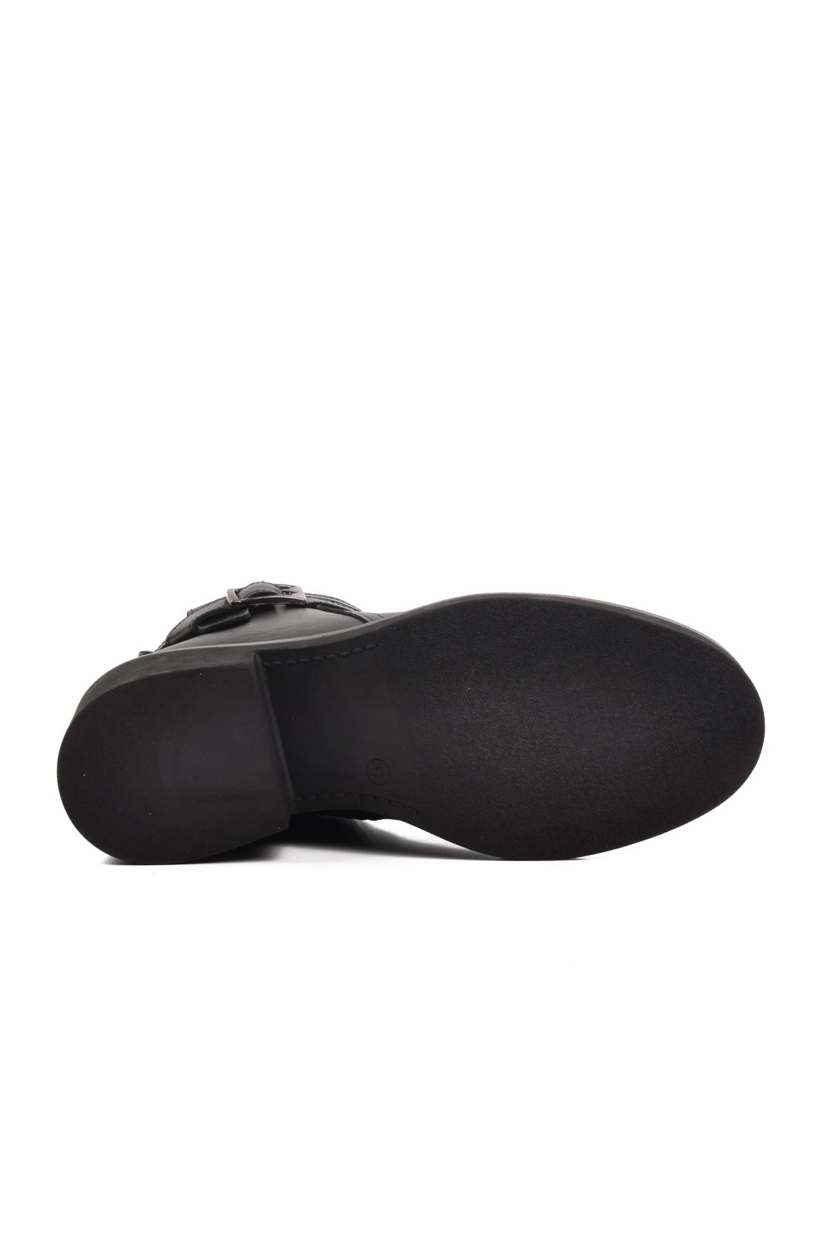 9874 Siyah İçi Kürklü Hakiki Deri Kadın Bot - Görsel 6