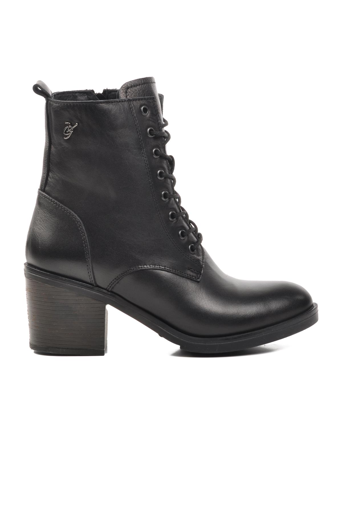 9812 Siyah İçi Kürklü Hakiki Deri Kadın Bot - Görsel 3