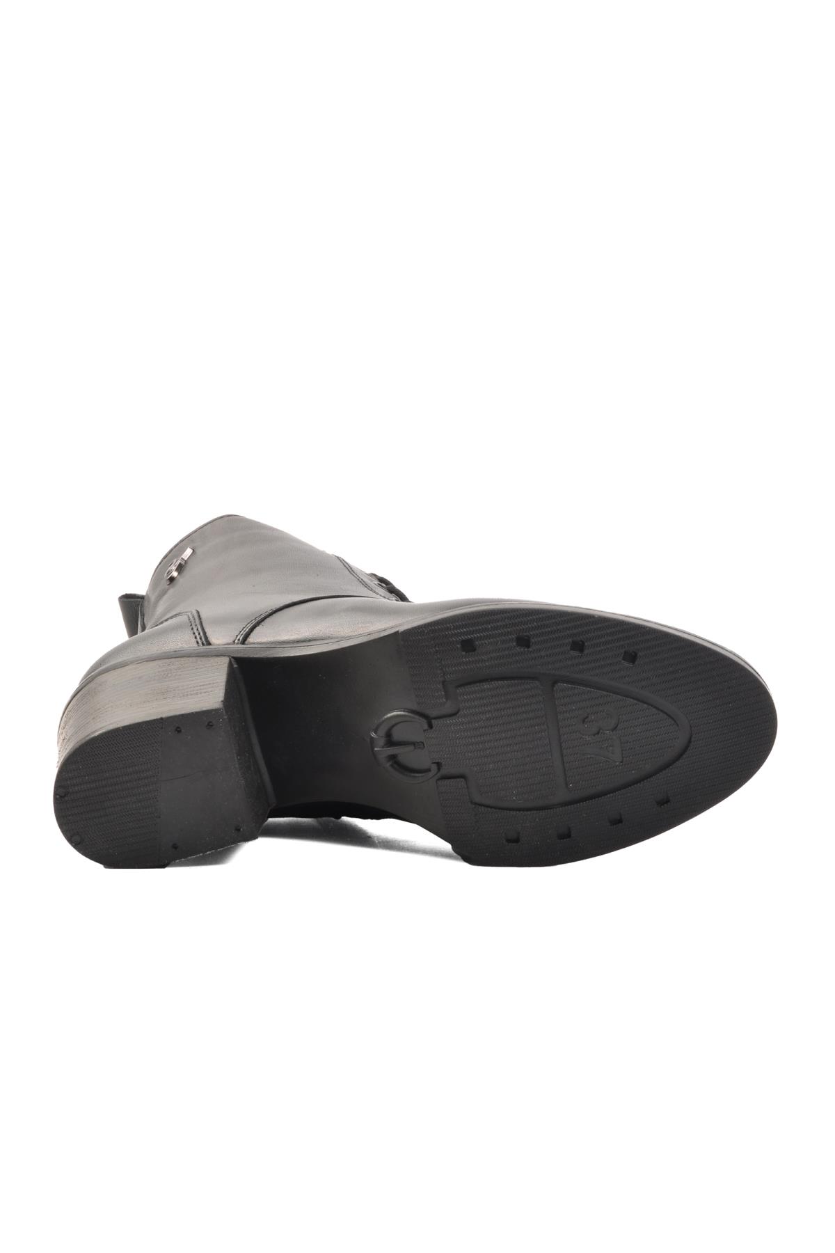 9812 Siyah İçi Kürklü Hakiki Deri Kadın Bot - Görsel 6