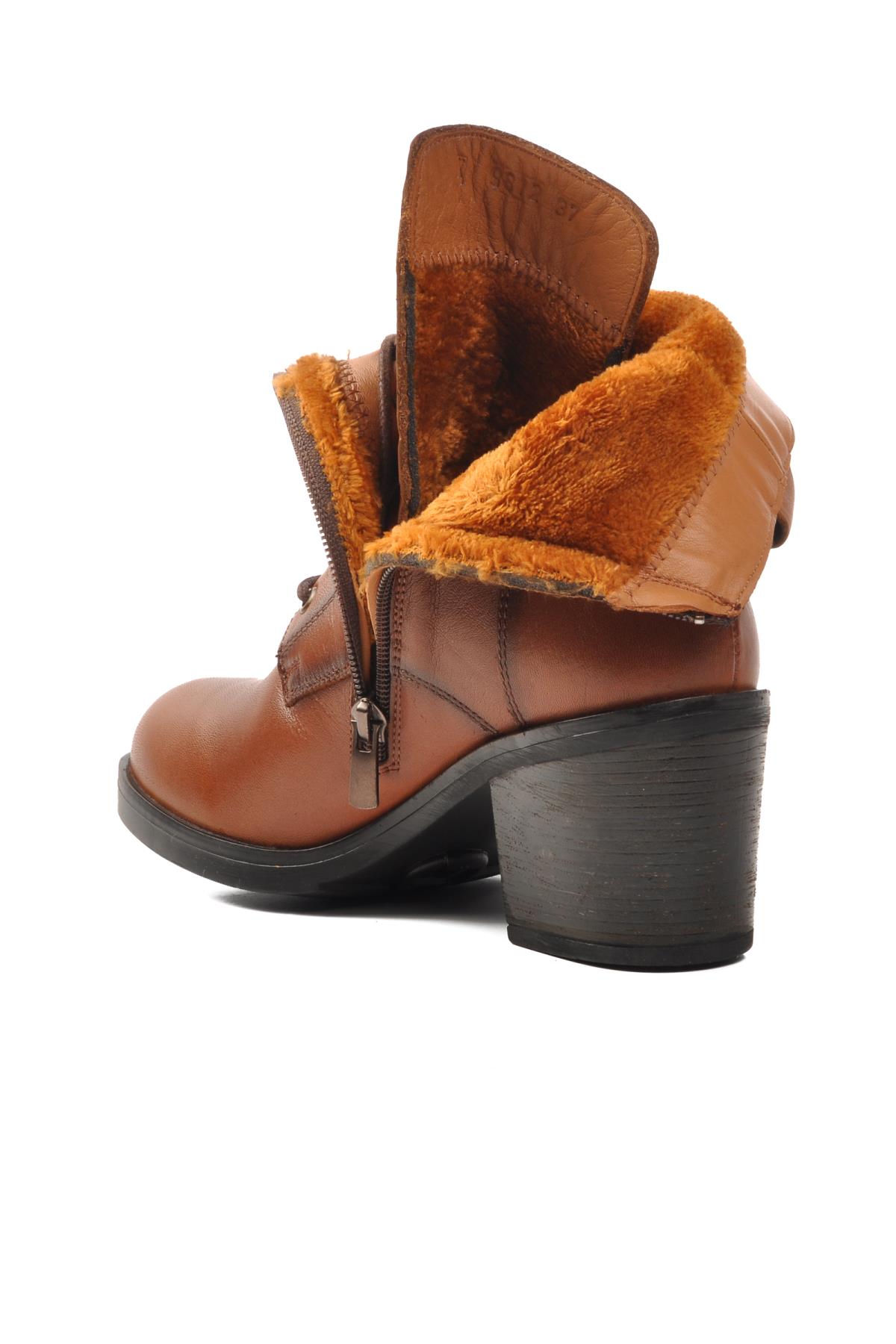 9812 Taba İçi Kürklü Hakiki Deri Kadın Bot - Görsel 5