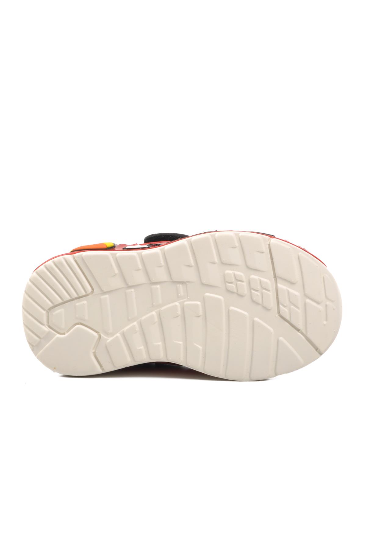 1739-B Siyah-Kırmızı Unisex Çocuk Cırtlı Sneaker - Görsel 6