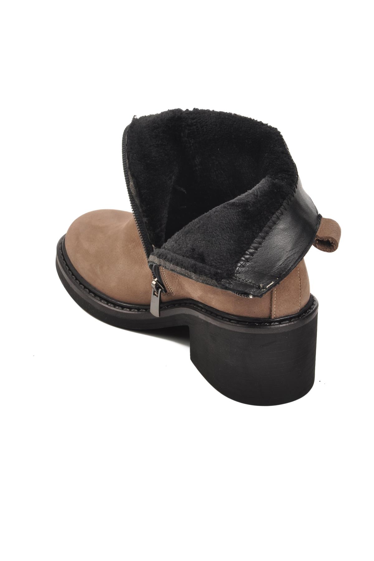 9874 Vizon İçi Polarlı Hakiki Deri Kadın Bot - Görsel 5