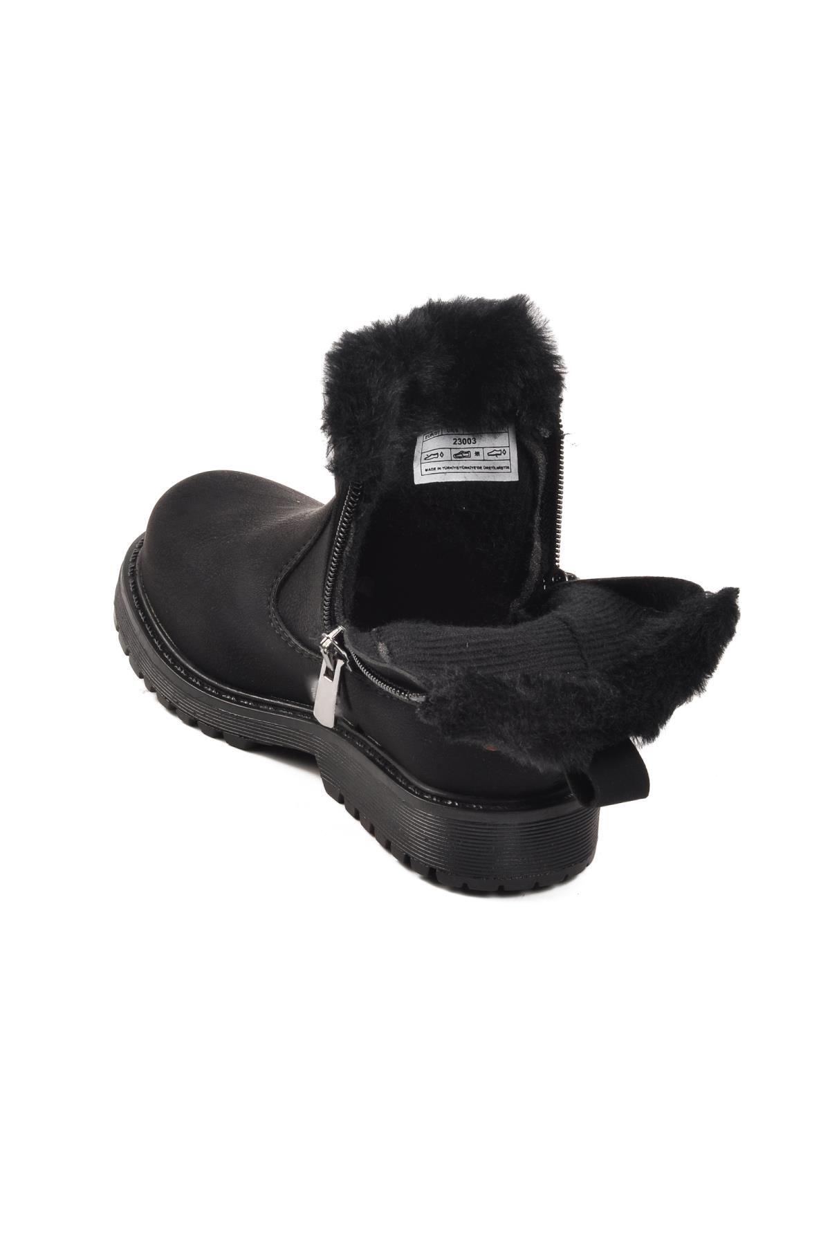 23003-P Siyah-Zümrüt İçi Kürklü Çocuk Bot - Görsel 5