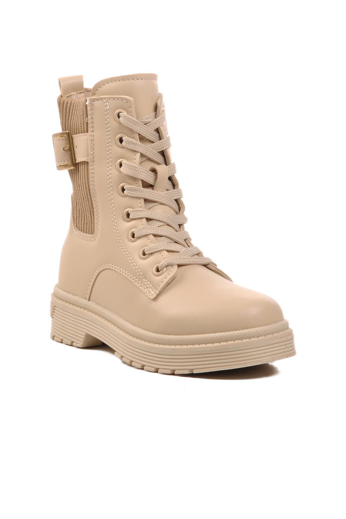 24030-F Bej İçi Polarlı Çocuk Bot - Görsel 2