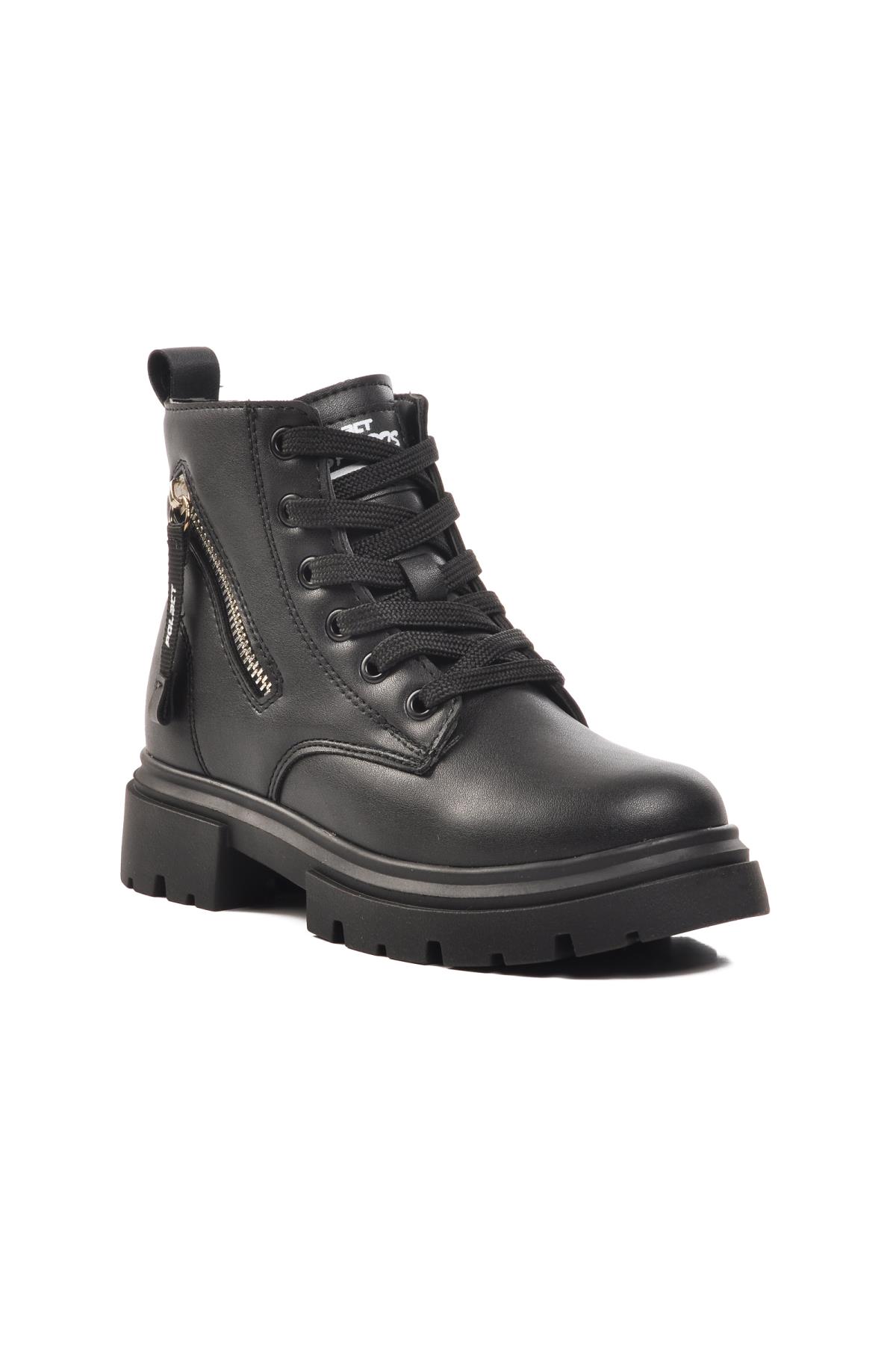 24106-F Siyah Geniş Kalıp İçi Polarlı Çocuk Bot - Görsel 2