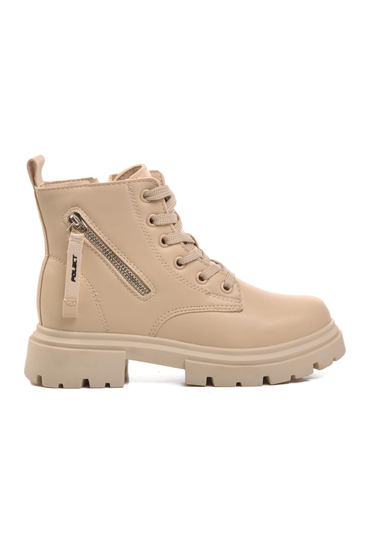 24106-F Bej Geniş Kalıp İçi Polarlı Çocuk Bot - Görsel 3