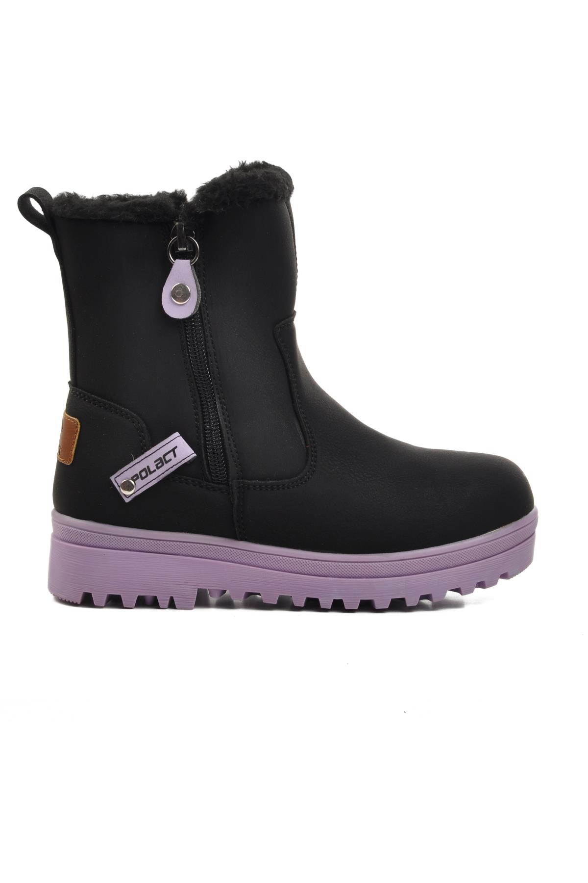 23003-F Siyah-Lila İçi Kürklü Çocuk Bot - Görsel 3