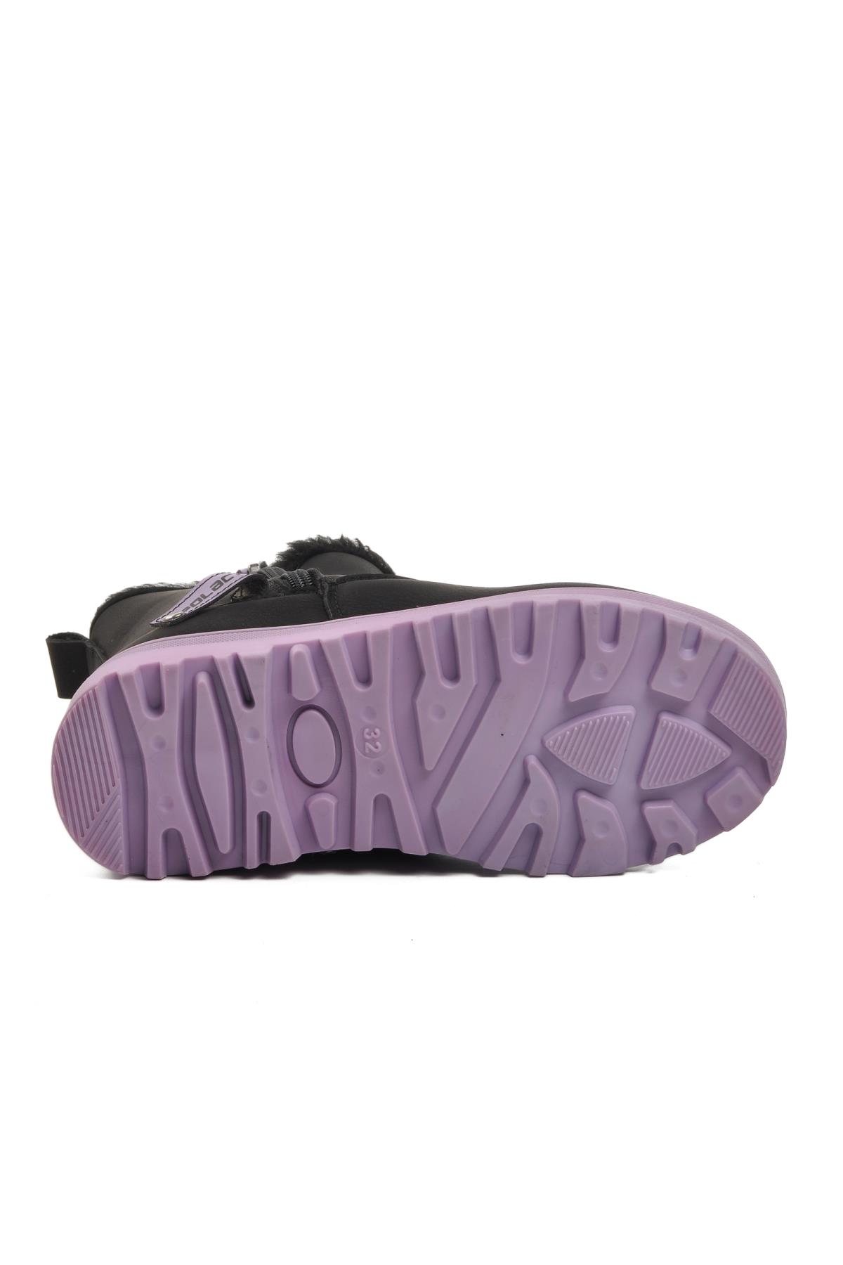 23003-F Siyah-Lila İçi Kürklü Çocuk Bot - Görsel 6