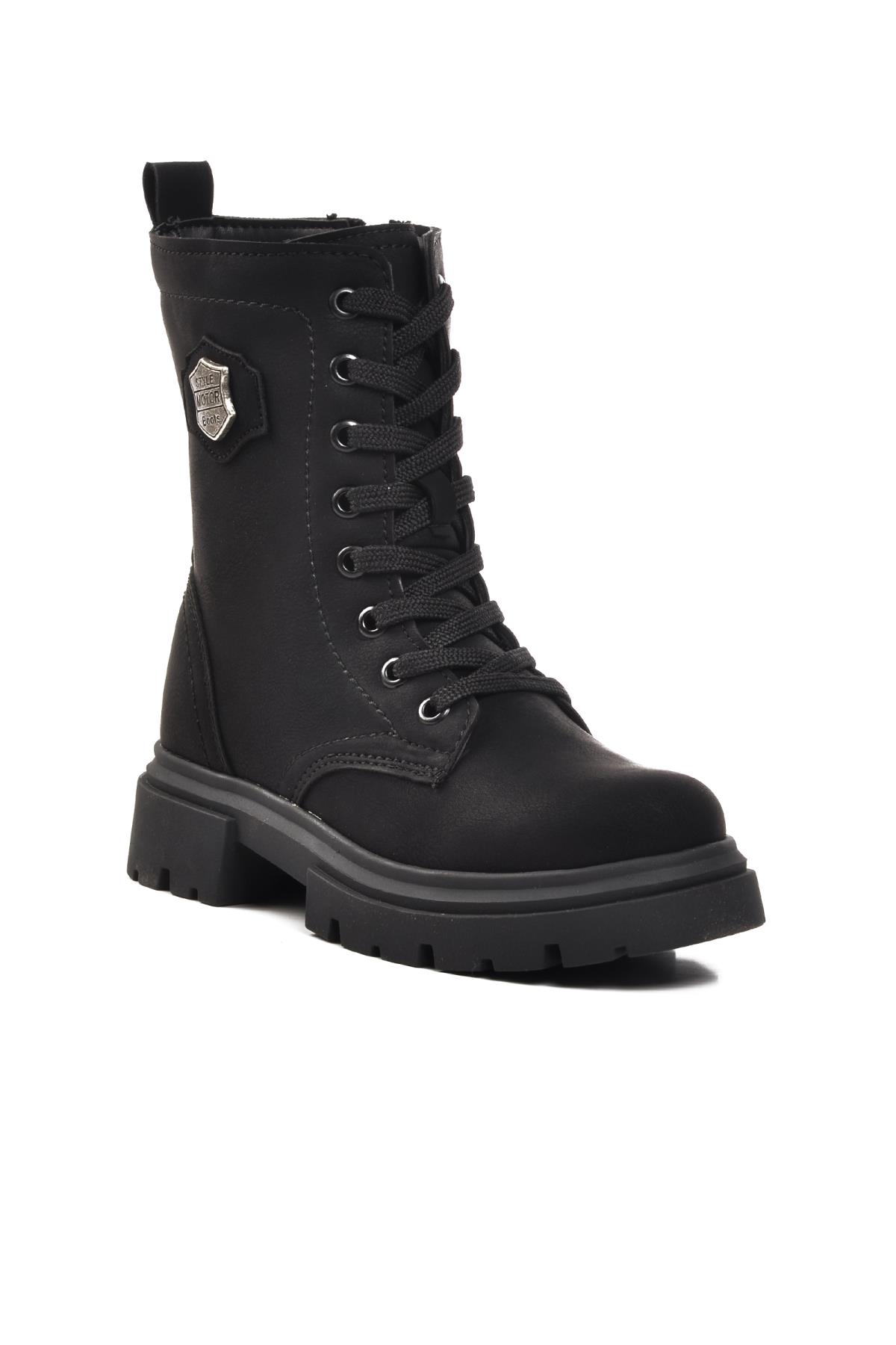 24028-F Siyah-Zümrüt Geniş Kalıp İçi Polarlı Çocuk Bot - Görsel 2