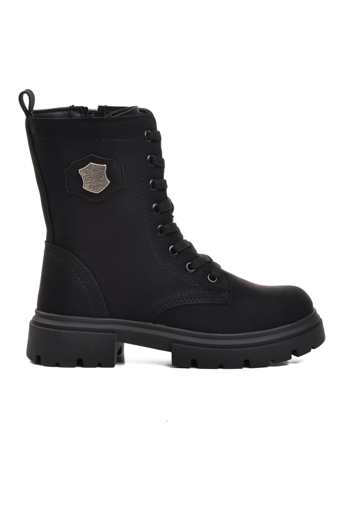 24028-F Siyah-Zümrüt Geniş Kalıp İçi Polarlı Çocuk Bot - Görsel 3