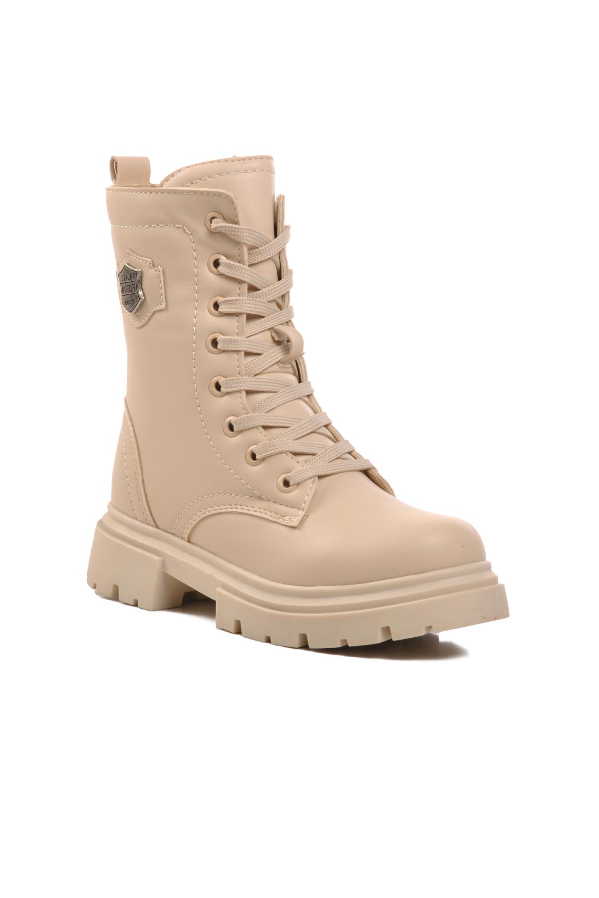 24028-F Bej Geniş Kalıp Çocuk Bot - Görsel 2