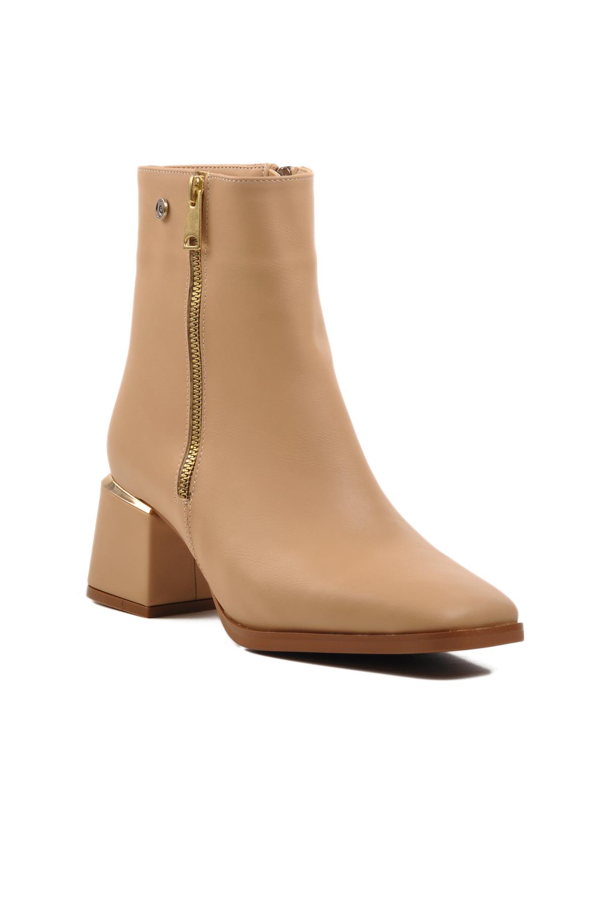 PC-54000 Bej İçi Kürklü Kadın Topuklu Bot - Görsel 2