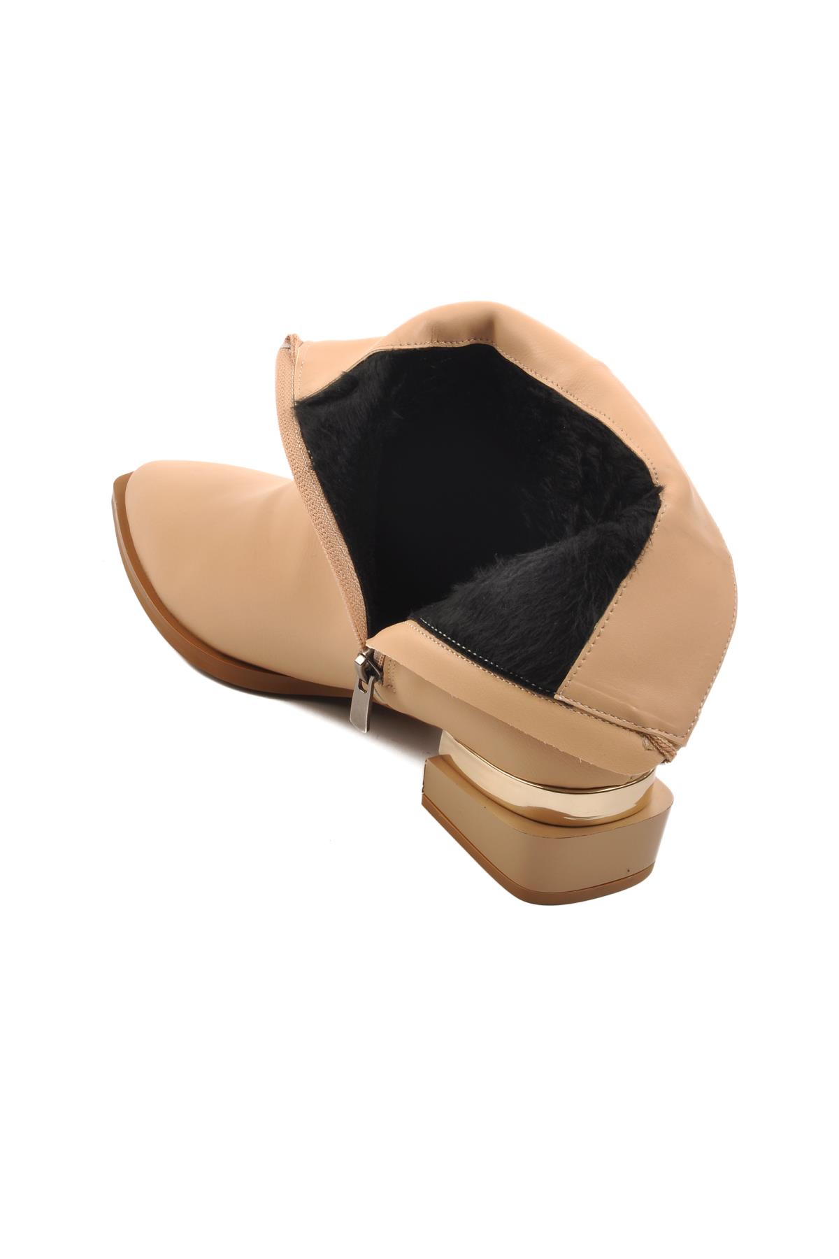PC-54007 Bej İçi Kürklü Kadın Bot - Görsel 5