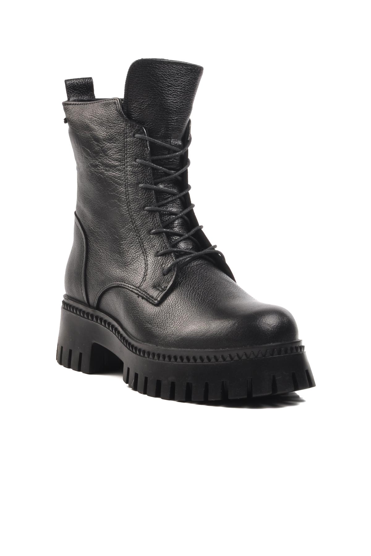 2251811K Siyah Hakiki Deri İçi Polarlı Kadın Bot - Görsel 2