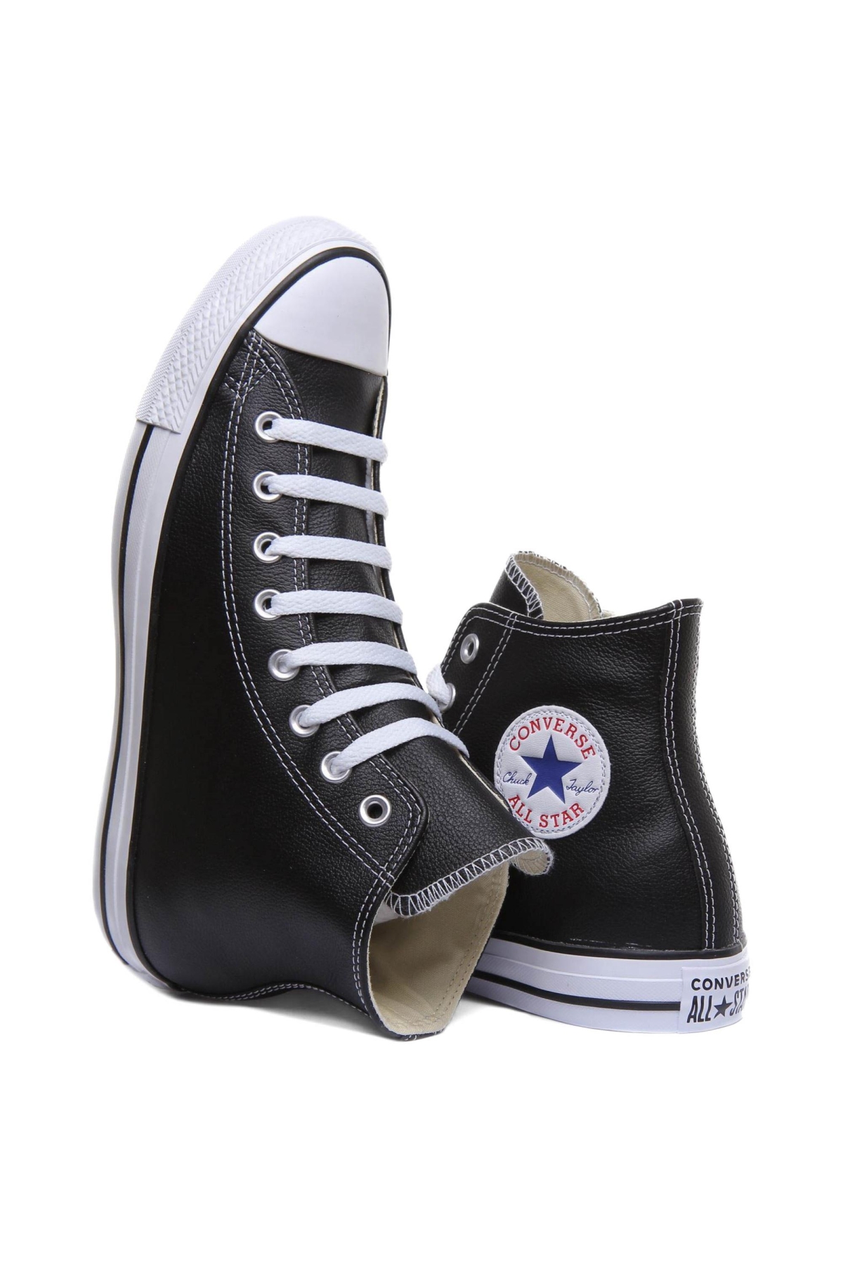 132169 ChuckTaylor AllStar Leather Siyah Unisex Ayakkabı - Görsel 4