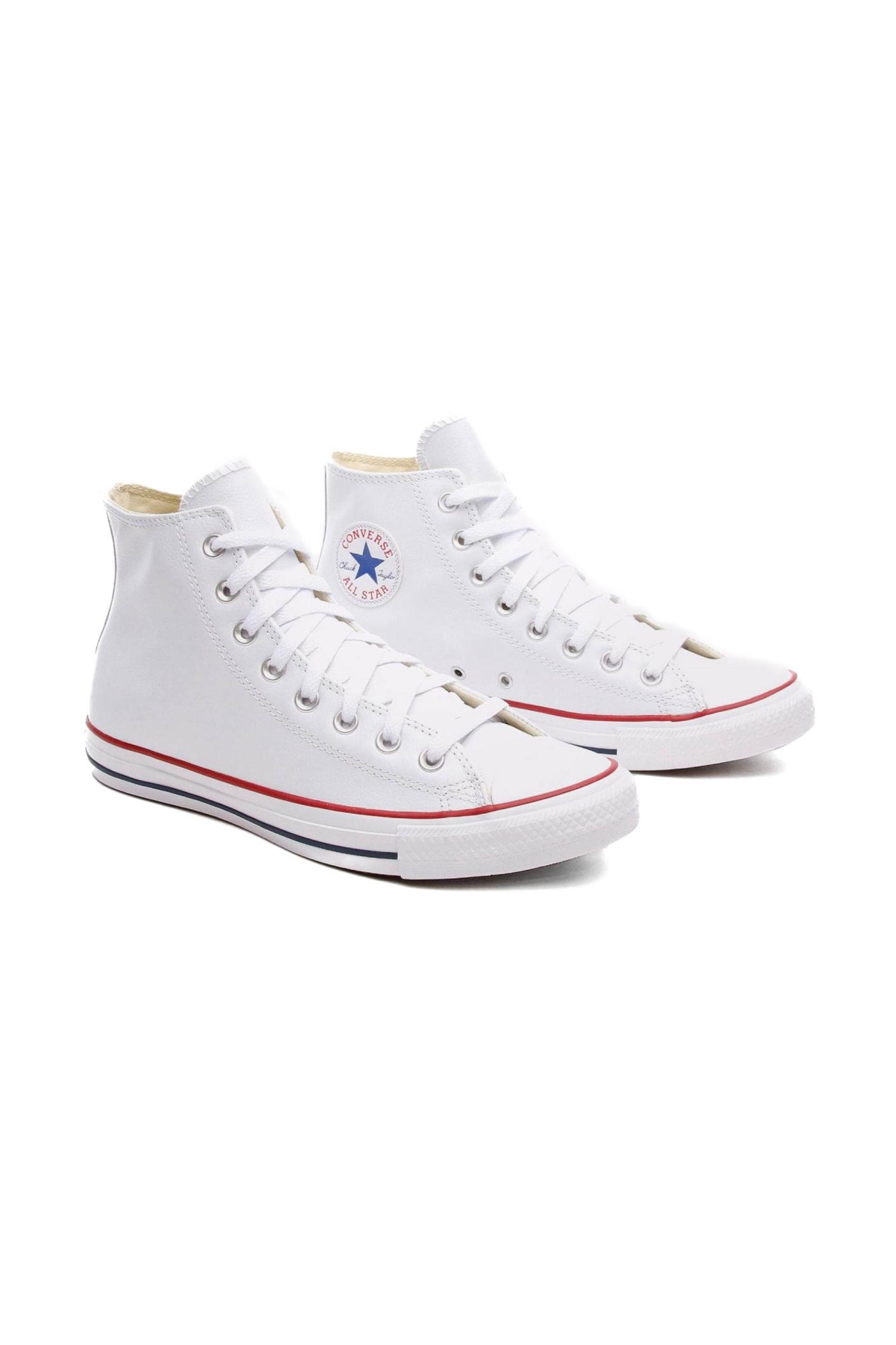 132169 ChuckTaylor AllStar Leather Beyaz Unisex Ayakkabı - Görsel 3
