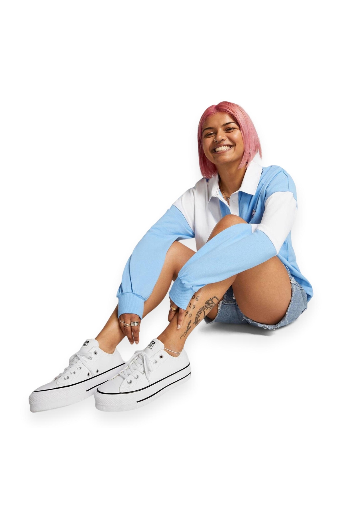 561680 Chucktaylor All Star Plat Beyaz Unisex Ayakkabı - Görsel 6