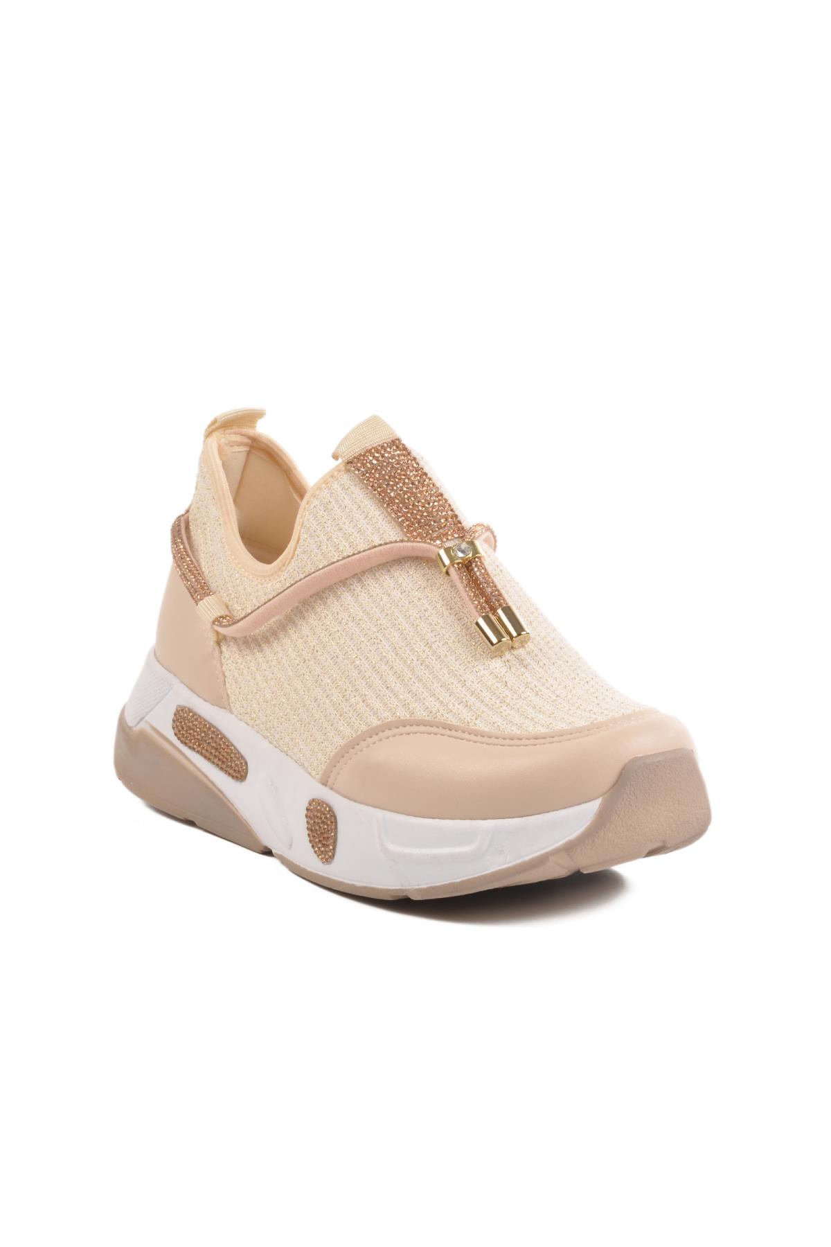 702498 Z Bej Kadın Taşlı Günlük Ayakkabı - Görsel 2