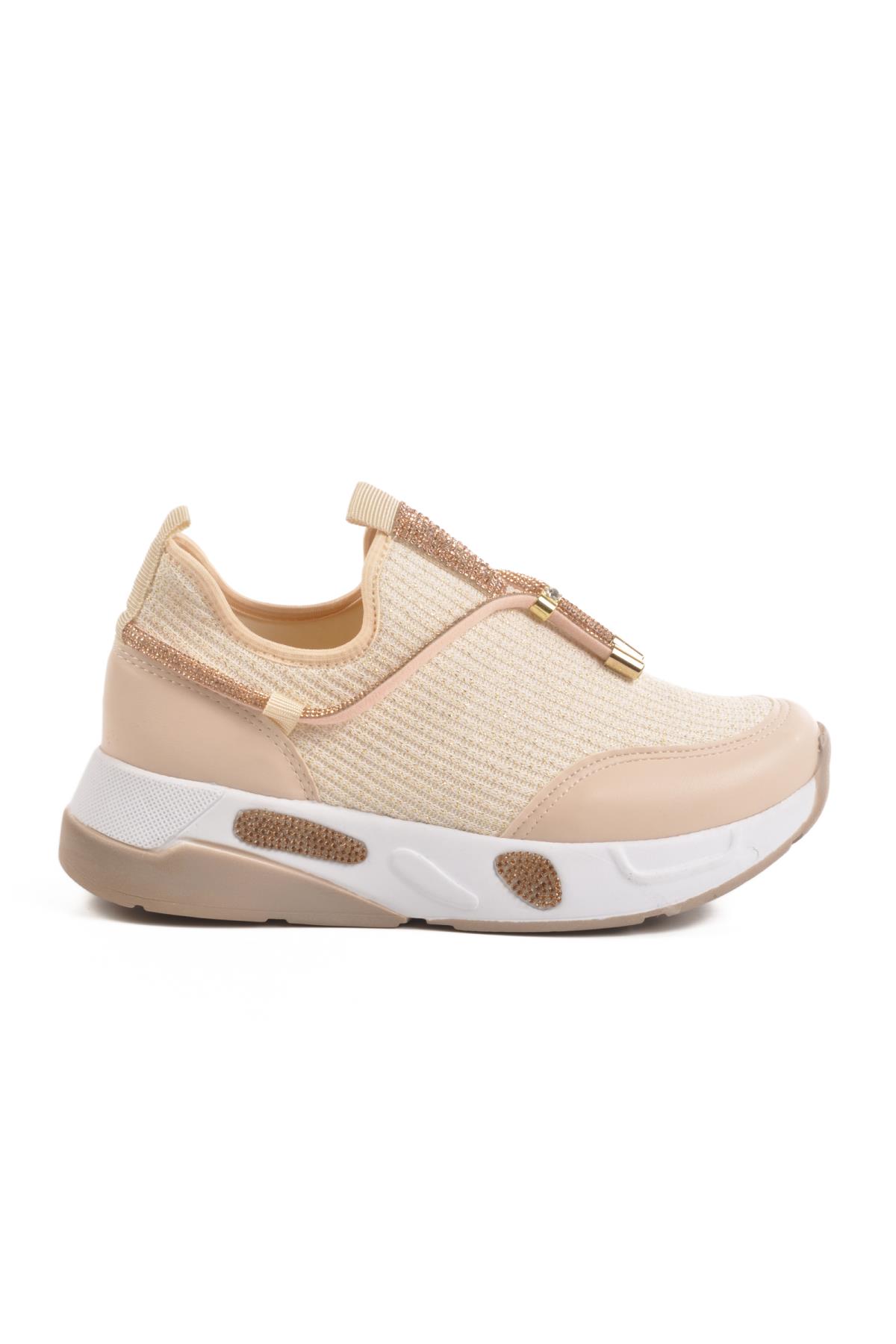 702498 Z Bej Kadın Taşlı Günlük Ayakkabı - Görsel 4