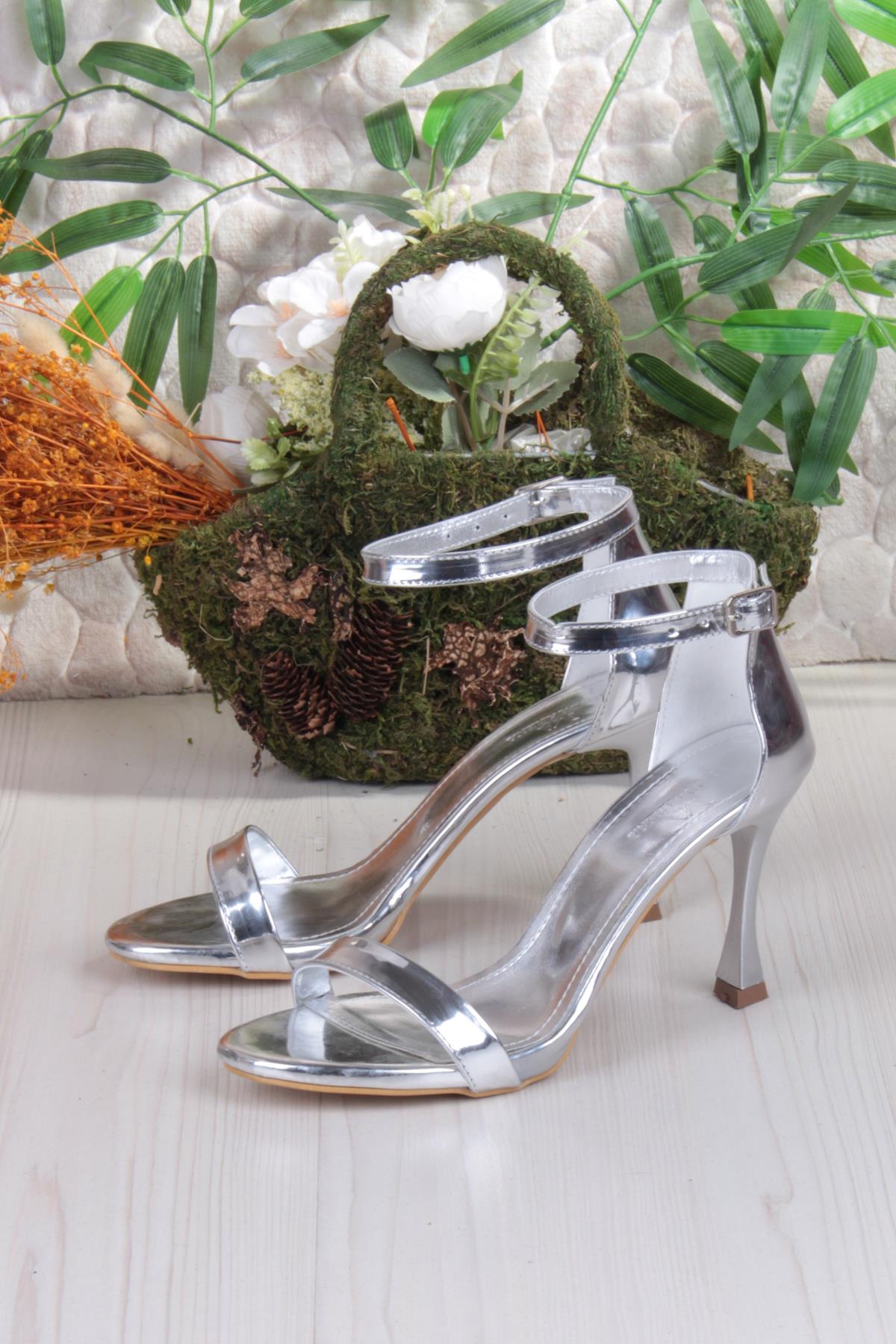 1100 Arena Rugan Şık Zarif Tek Bant İnçe Topuklu Kadın Ayakkabı - Görsel 7