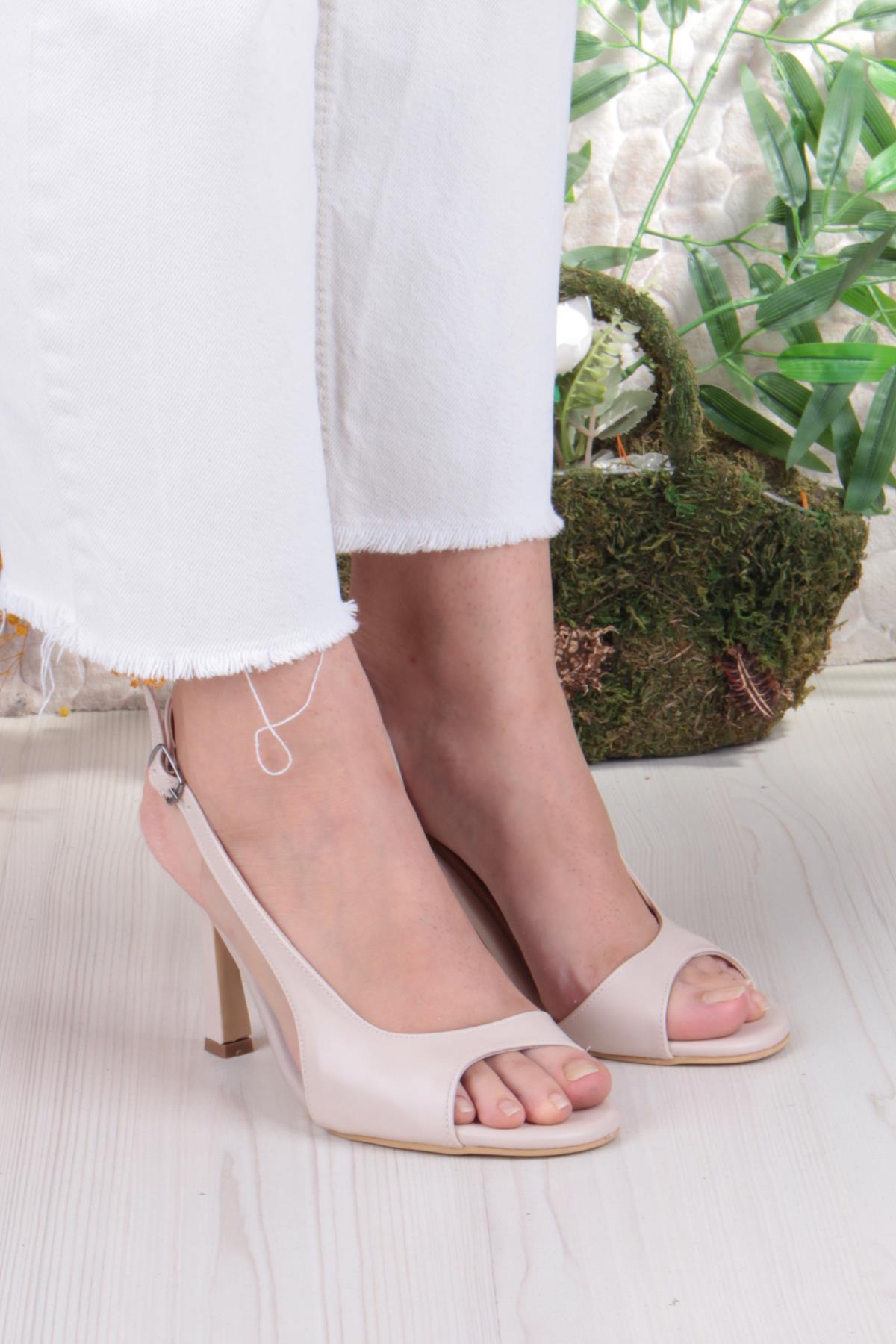 1428 Arena Cilt Şık Zarif Tek Bant İnçe Topuklu Kadın Ayakkabı - Görsel 4