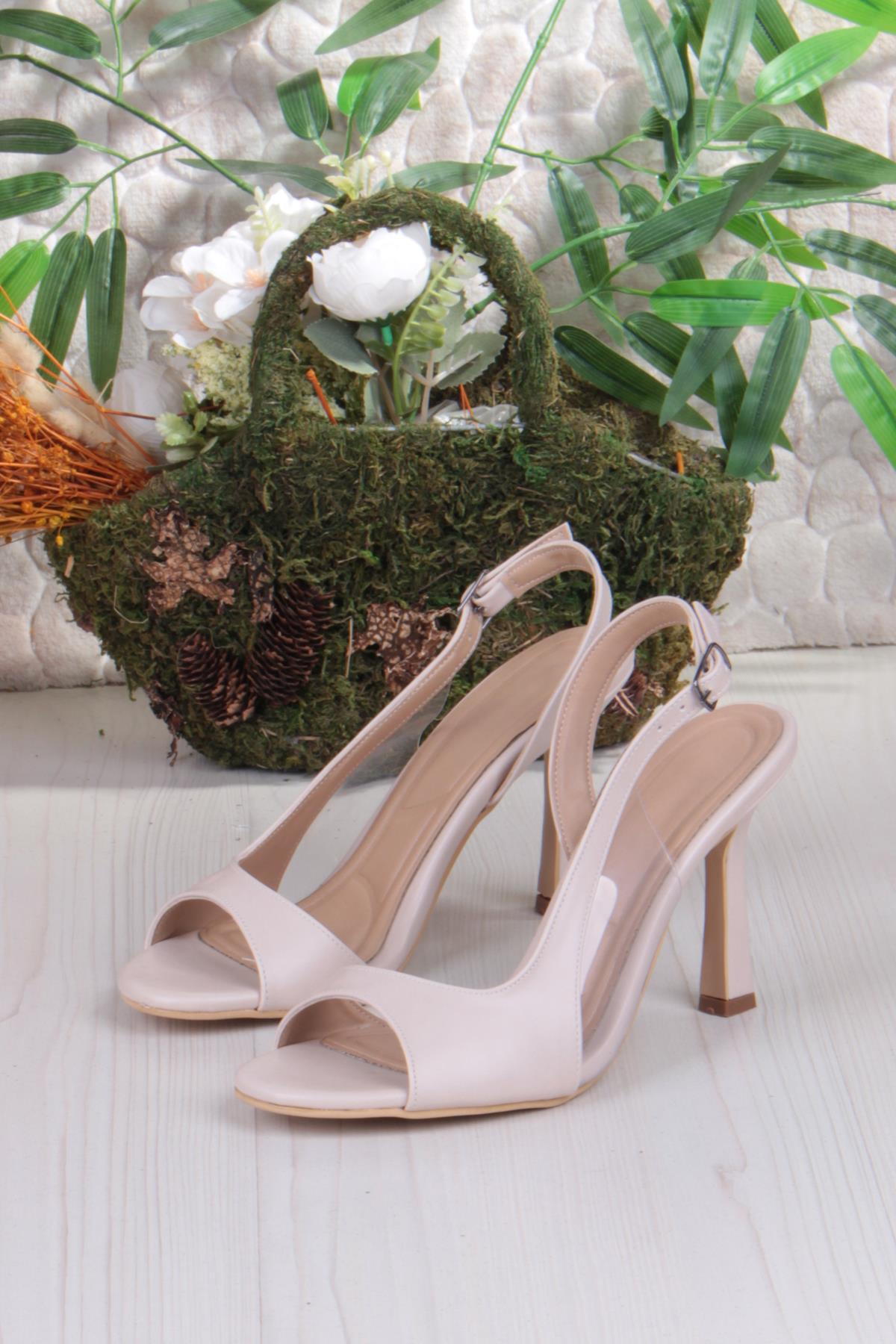 1428 Arena Cilt Şık Zarif Tek Bant İnçe Topuklu Kadın Ayakkabı - Görsel 6