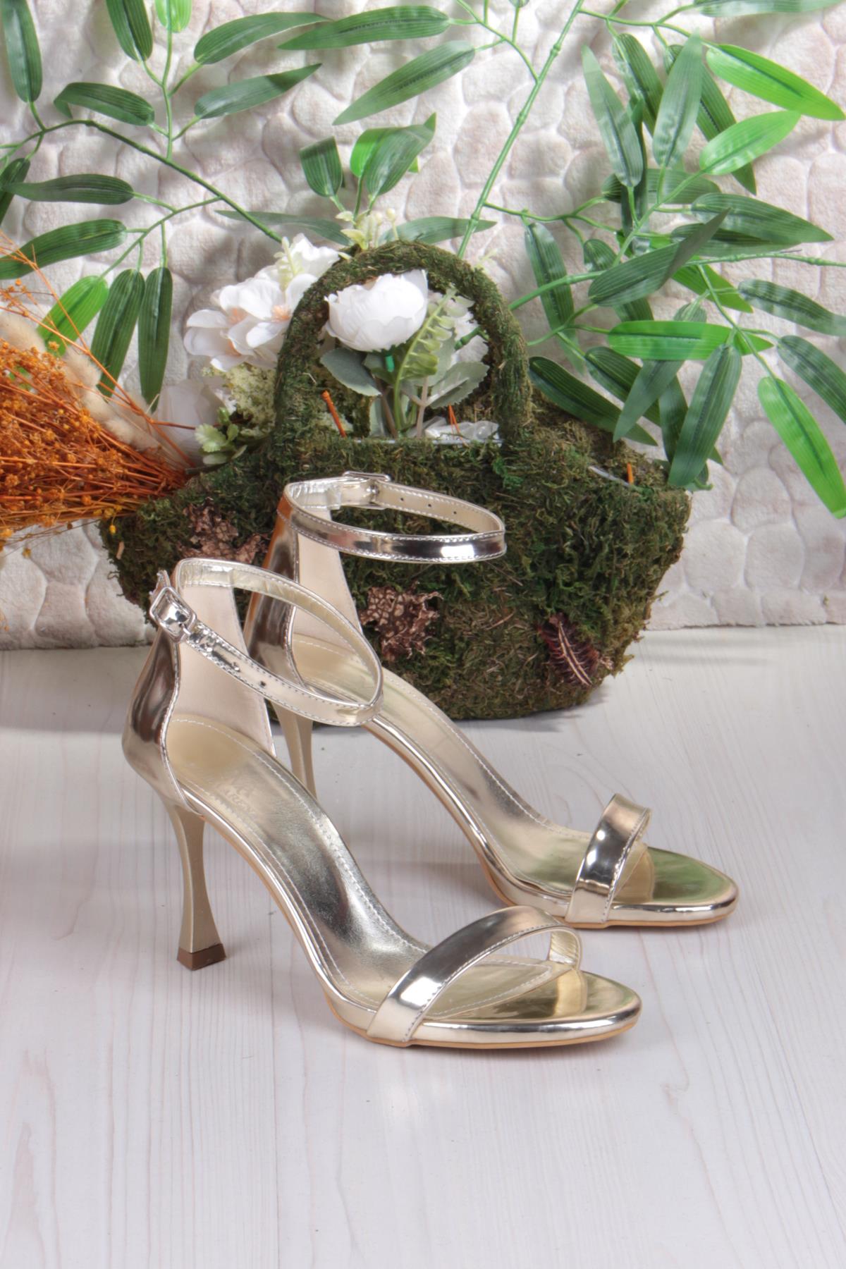 1100 Arena Rugan Şık Zarif Tek Bant İnçe Topuklu Kadın Ayakkabı - Görsel 6