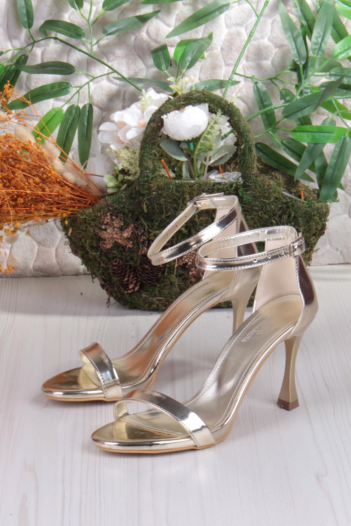 1100 Arena Rugan Şık Zarif Tek Bant İnçe Topuklu Kadın Ayakkabı - Görsel 7