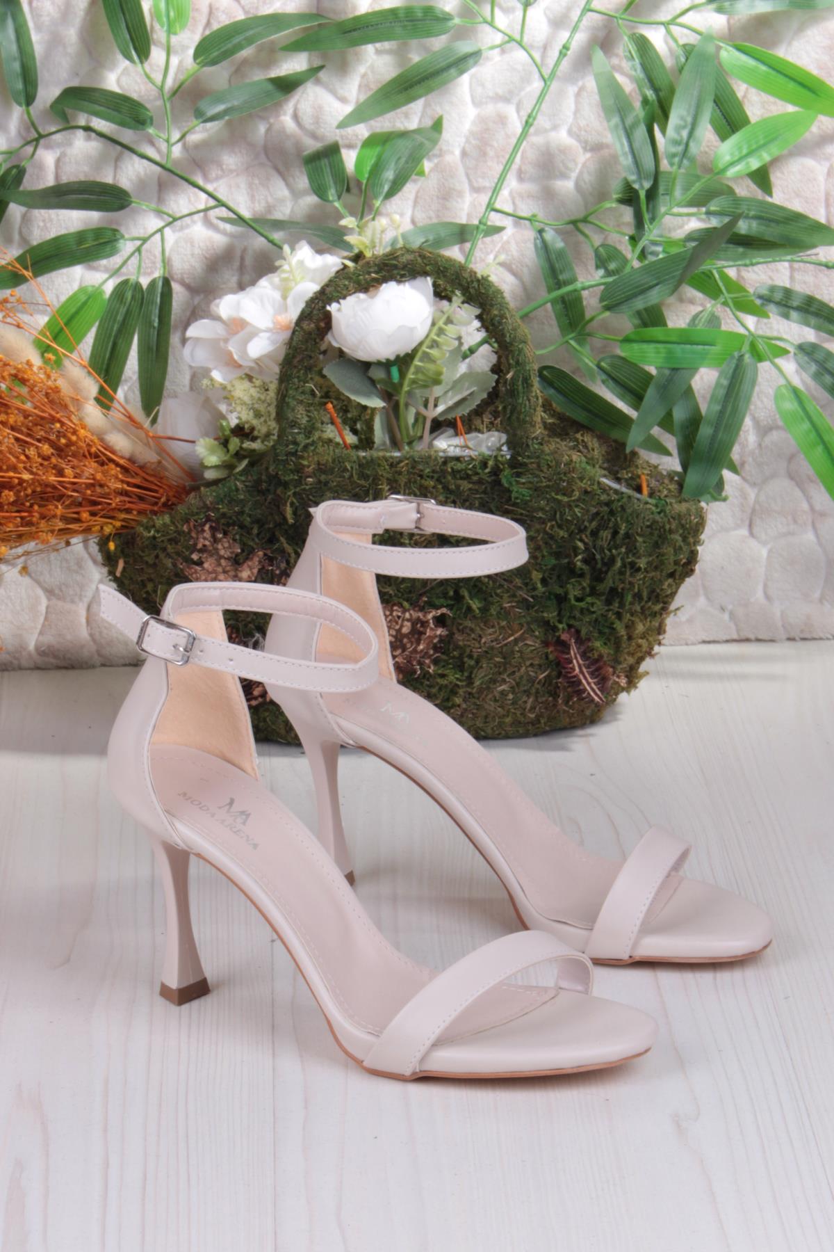 1100 Arena Cilt Şık Zarif Tek Bant İnçe Topuklu Kadın Ayakkabı - Görsel 6