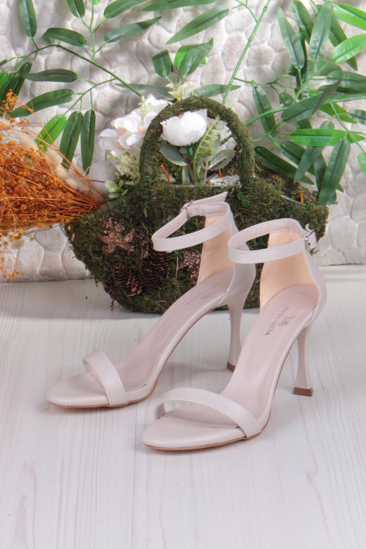 1100 Arena Cilt Şık Zarif Tek Bant İnçe Topuklu Kadın Ayakkabı - Görsel 7