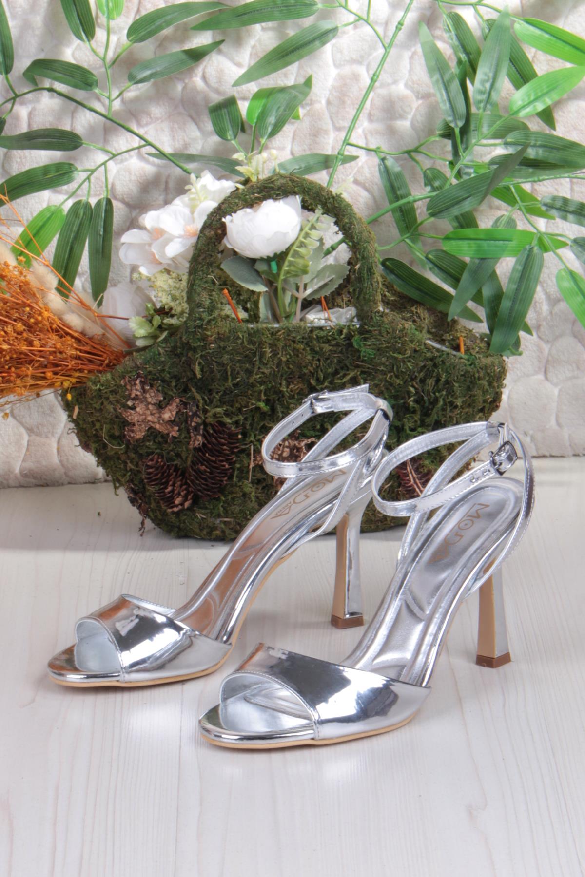 1648 Arena Cilt Şık Zarif Tek Bant İnçe Topuklu Bilekten Bağlı Kadın Ayakkabı - Görsel 7