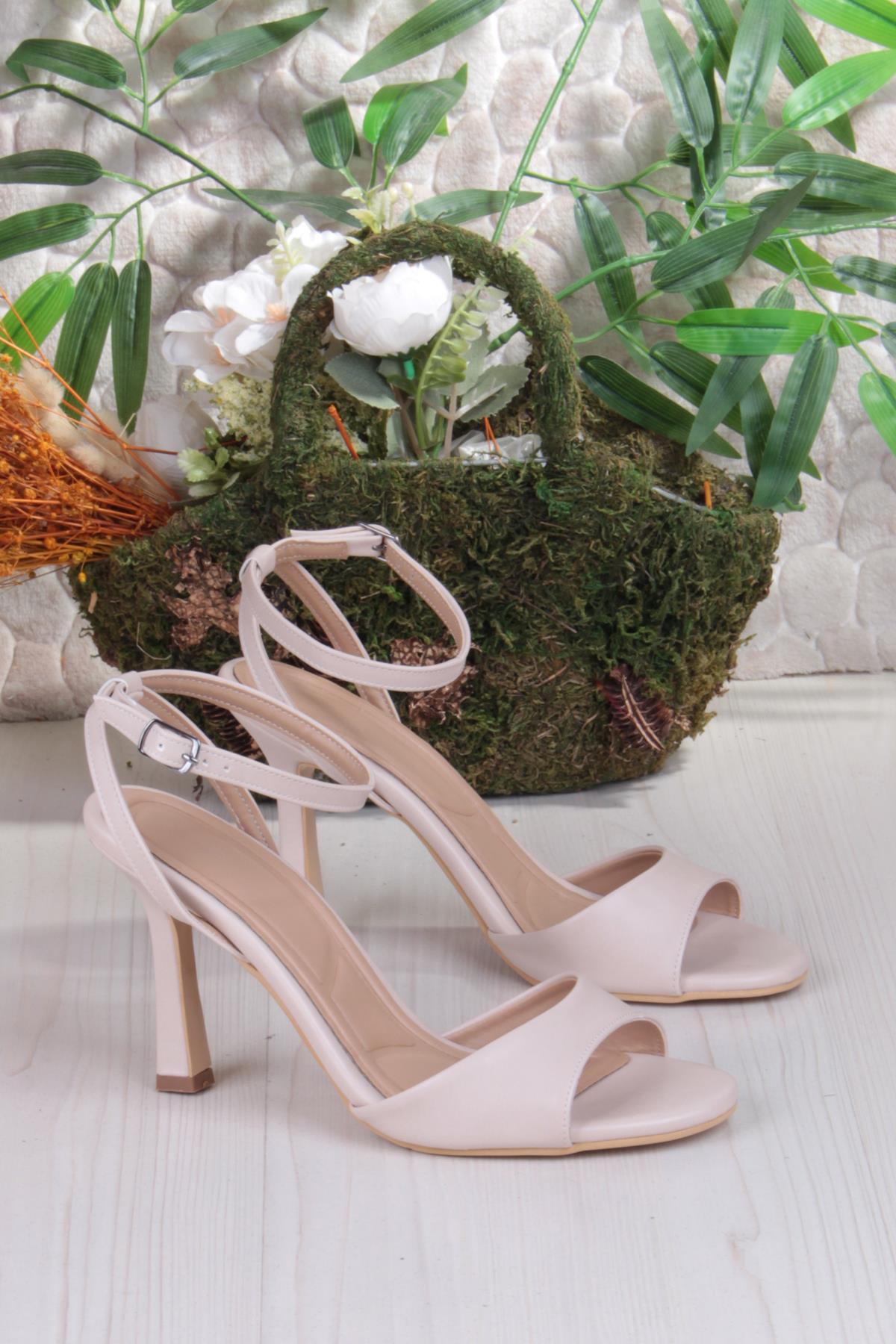 1648 Arena Cilt Şık Zarif Tek Bant İnçe Topuklu Bilekten Bağlı Kadın Ayakkabı - Görsel 6