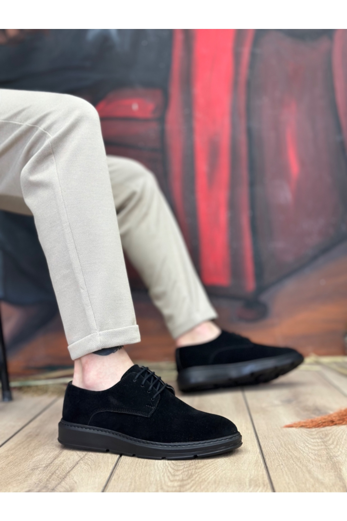 Bağcıklı Casual Erkek Ayakkabı SİYAH SÜET (SİYAH TABAN) - Görsel 2
